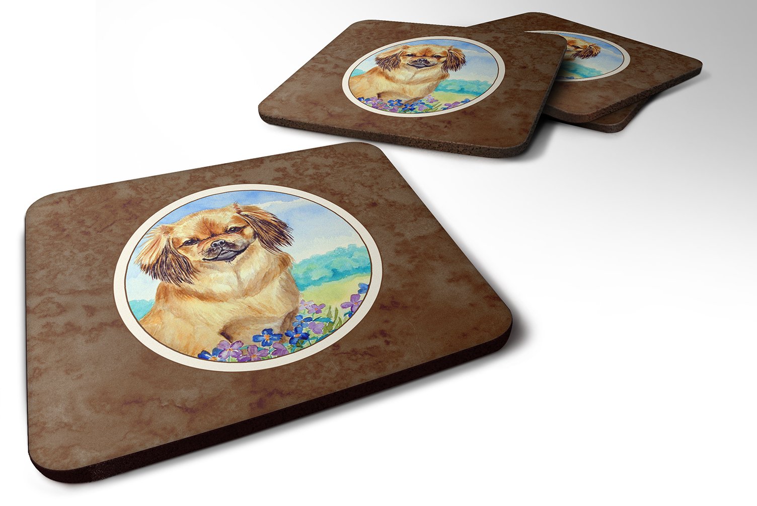Carolines Treasures Tibetan Spaniel Foam Coasters (Set of 4), 3.5, Multicolor