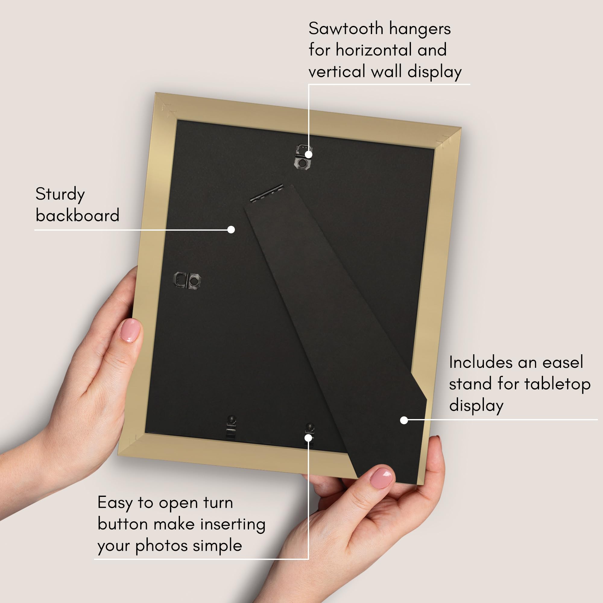 Americanflat 9x11 Picture Frame with Shatter-Resistant Glass - Use as 6x8 Frame with Mat or Display 9x11 Photo Without Mat - Hud