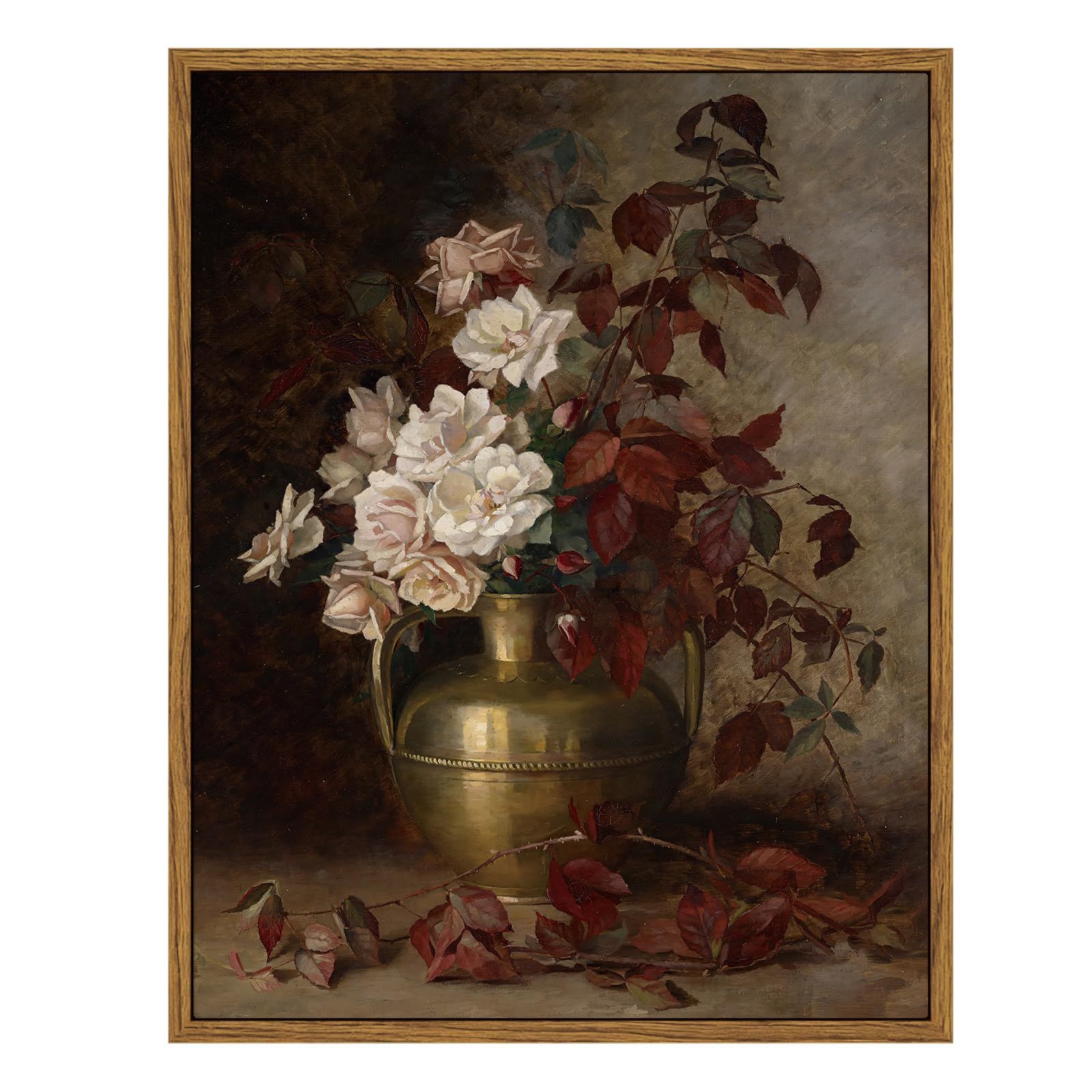 Viyyiea Vintage Floral Framed Wall Art, Rose Bouquet Flower Paintings Decor Aesthetic, Canvas Print Artwork, Still Life Retro Wa