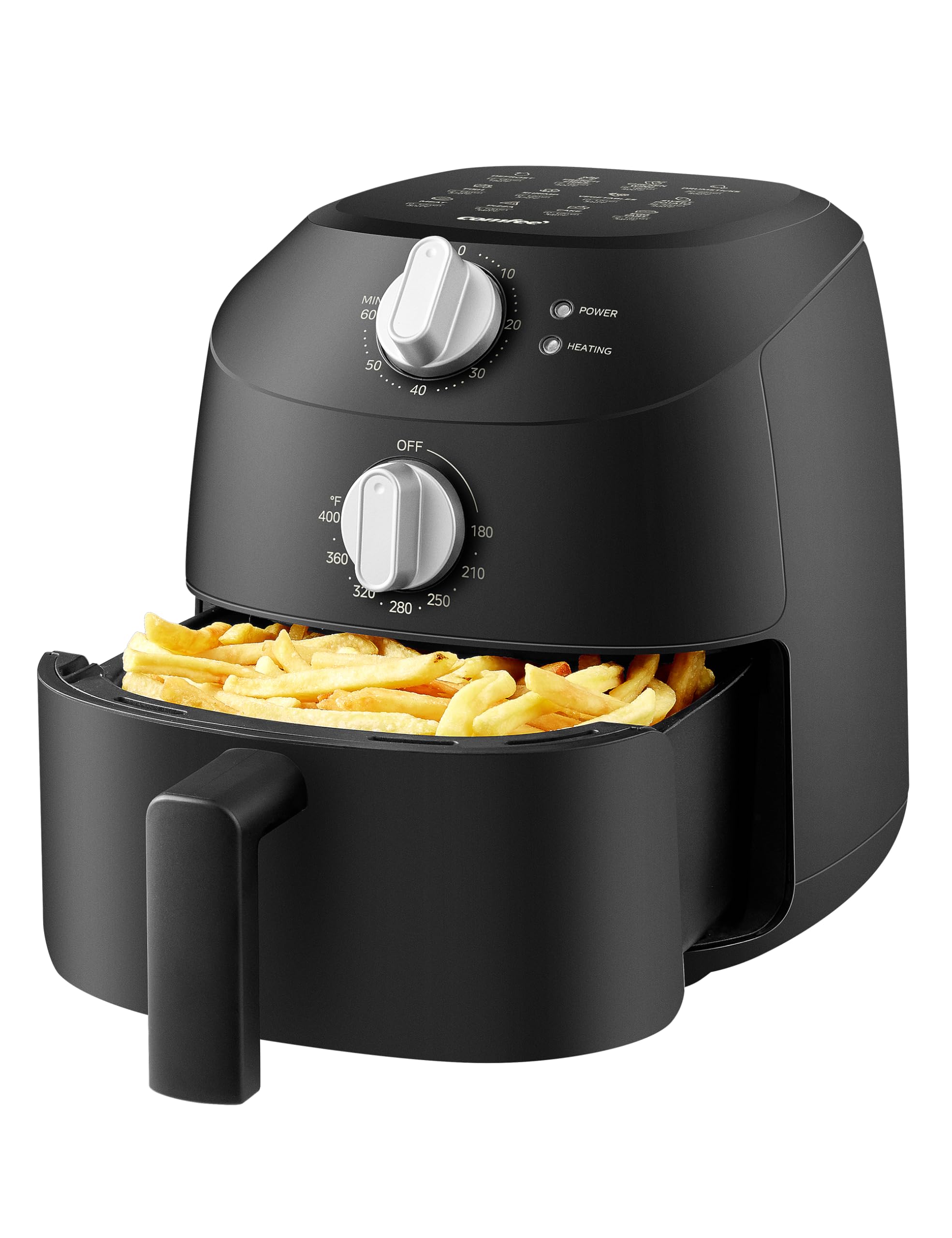 COMFEE Compact 2.1 Quart Air Fryer with 12 Menu Options, Adjustable Timer & Temperature Control 180-400 degrees F, Dishwasher-S