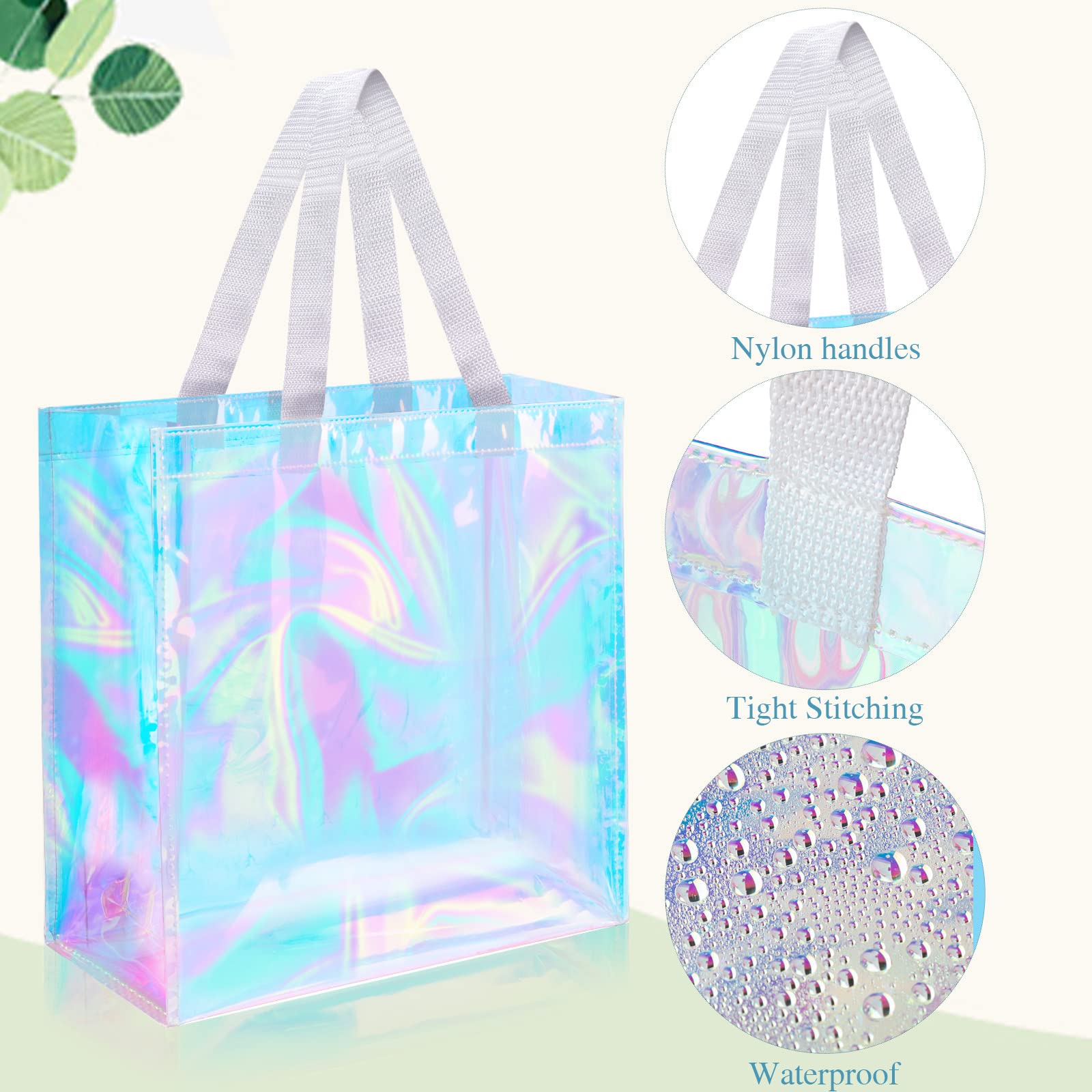 Saintrygo 12 Pcs Bulk Stadium Approved Clear Tote Bags Festival Gift Bags With Handles 12 X 12 X 6 In Plastic Tote Bag For Work