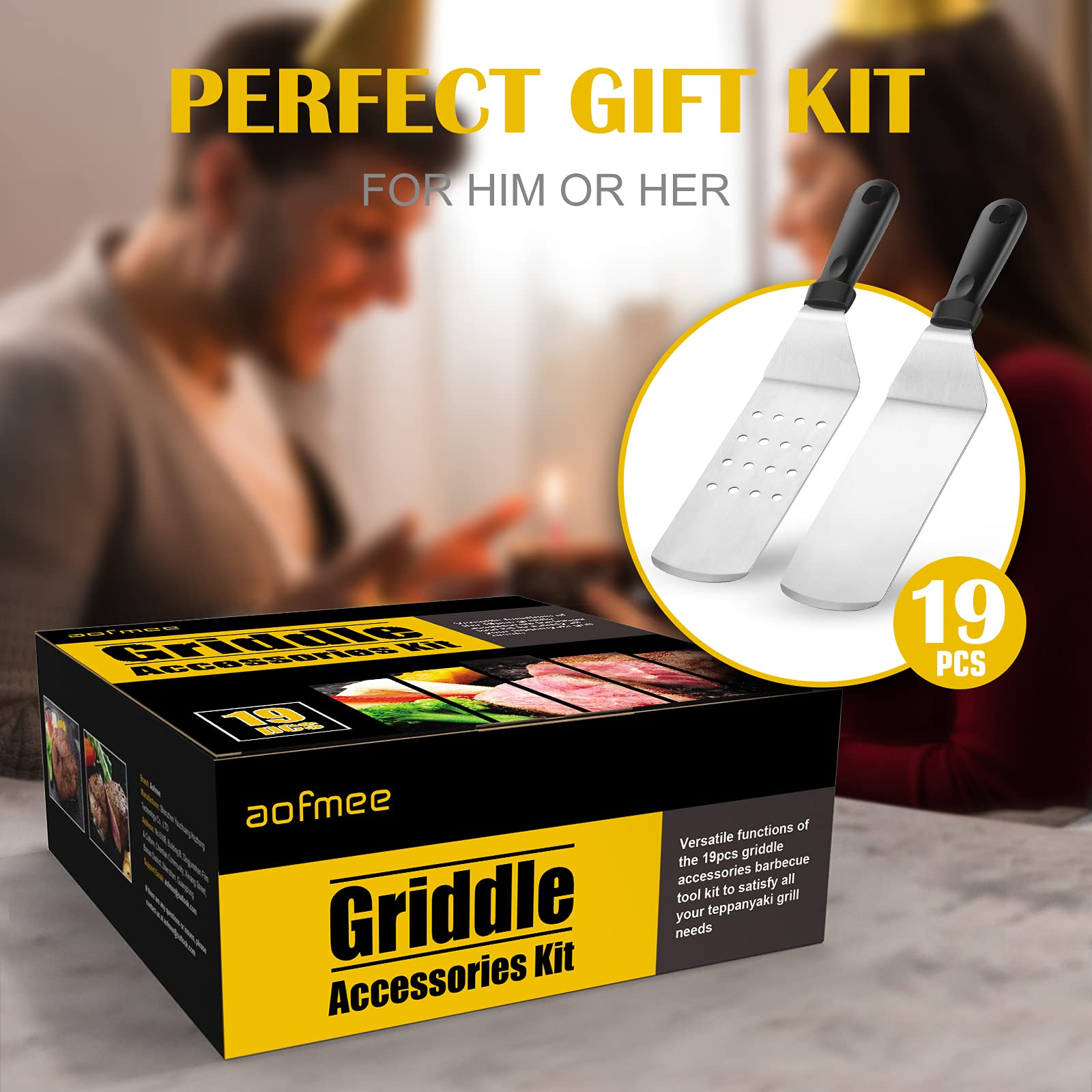 Griddle Accessories Kit  19 Pcs Flat Top Grill Accessories Set for Blackstone and Camp Chef  Griddle Tools Set with Basting Cover  Spatula  Scraper  Bottle  Tongs  Egg Ring for Outdoor BBQ and Camping