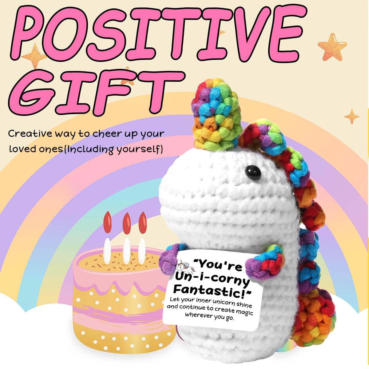 AICase Unicorn Stuff Inspirational Crochet Positive Unicorn Mothers Day Gifts Kawaii Handmade Emotional Support Nuggets Cheer Fu