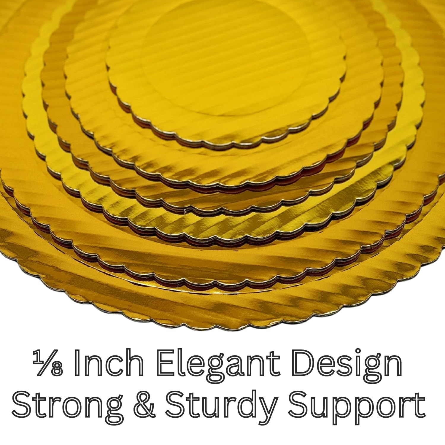 6'' Round Gold Scalloped Cake Board 25Pcs