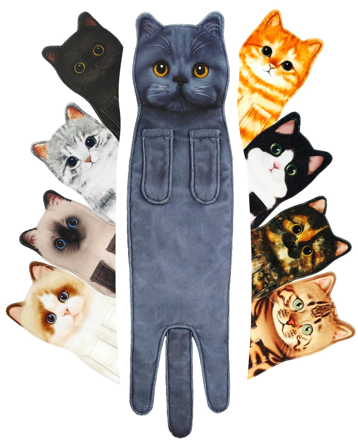 Openhahaha Cat Hand Towels For Bathroom,Funny Cat Kitchen Towels Decorative, Cat Towel Absorbent Soft, Cat Gifts For Women/Cat L