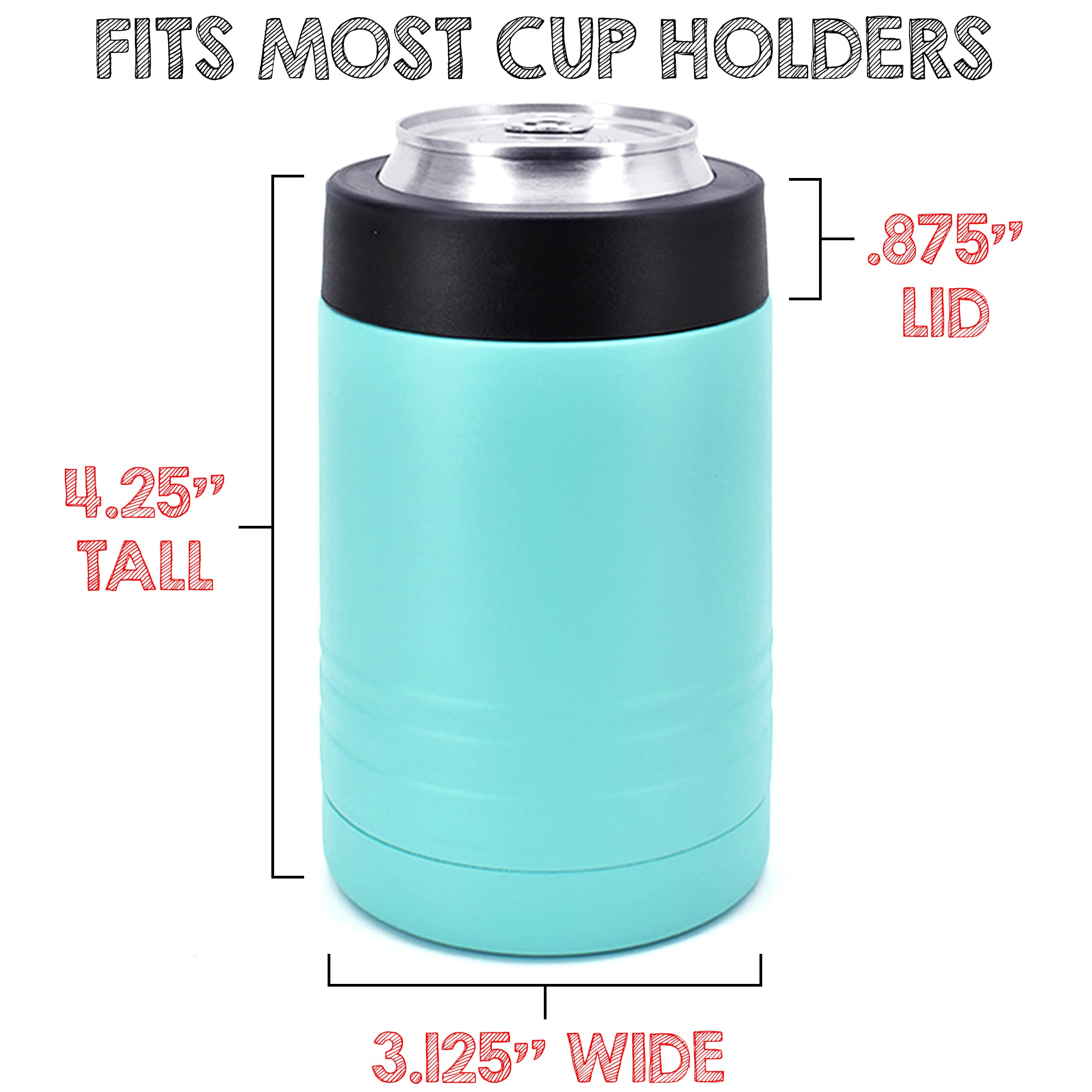 4-In-1 Stainless Steel 12 Oz Double Wall Vacuum Insulated Can Or Bottle Cooler Keeps Beverage Cold For Hours - Also Fits 16 Oz C