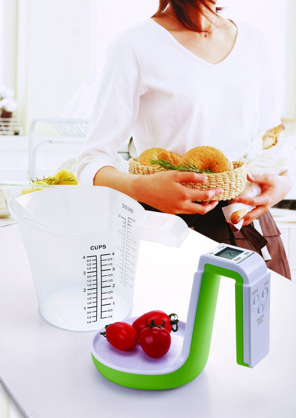 KitchenMetrics Digital Kitchen Food Scale & Measuring Cup - Green