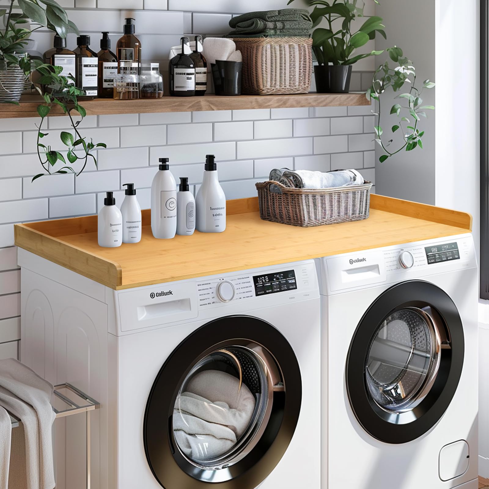 Gashell Washer Dryer Countertop, 27.5'' X 54'' Bamboo Washer And Dryer Countertop For Laundry Room Organization(Natural)