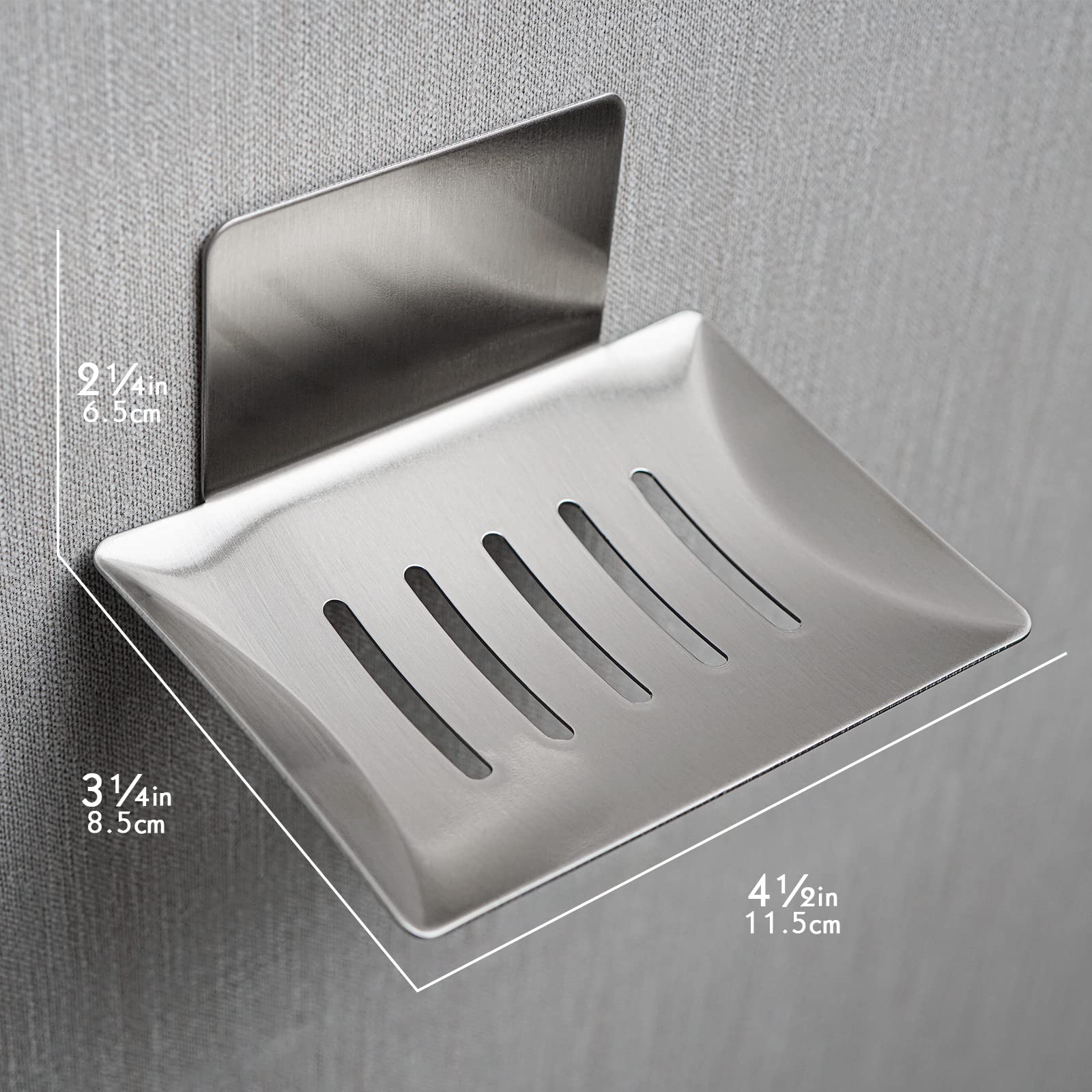 Soap Dish for Shower Wall  Stainless Steel Adhesive Soap Holder for Bathroom  5 Slot Sponge Holder for Kitchen Sink  Bar Soap Tray with Drain Silver