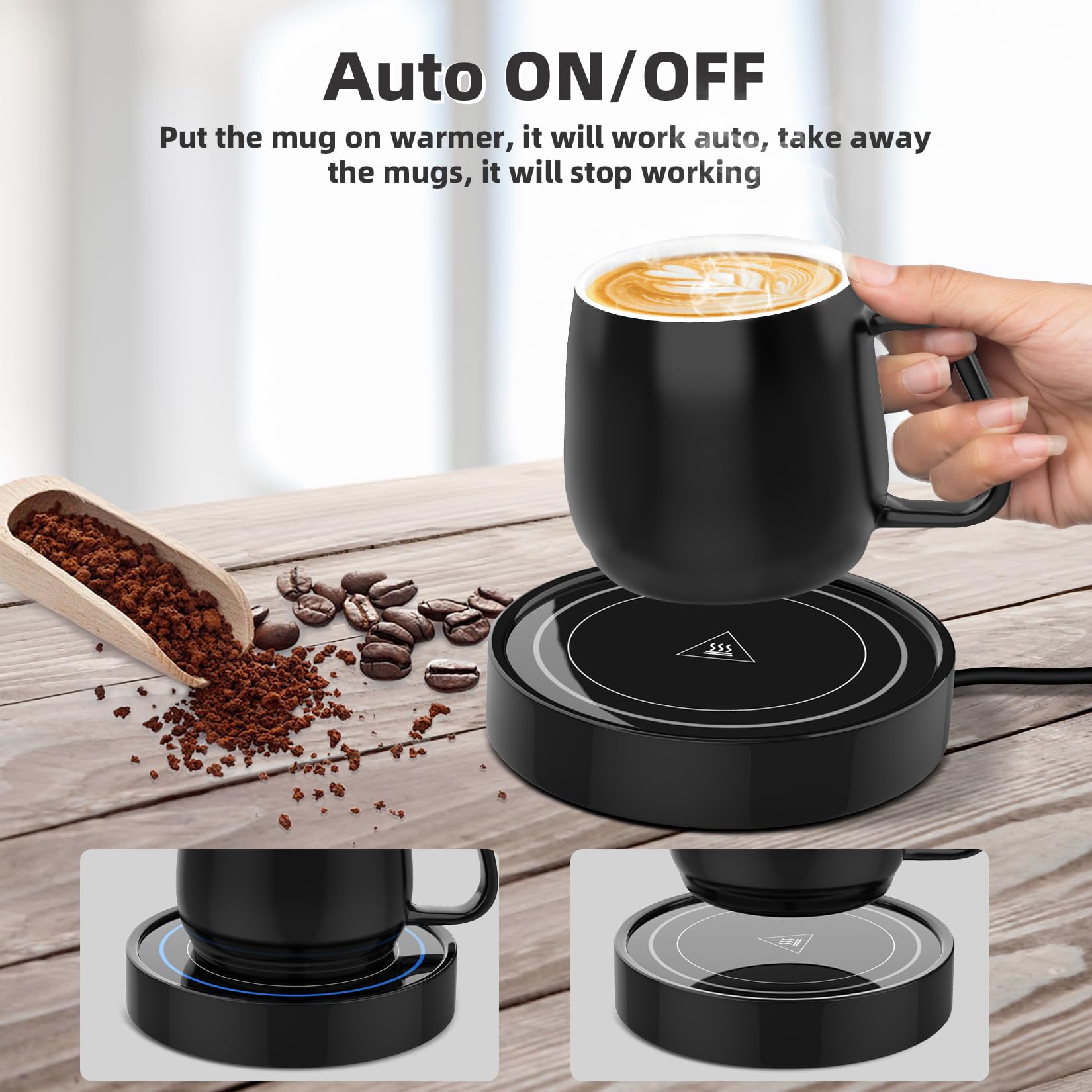 Dimux Coffee Warmer With Mug Set - Electric Beverage Cup Warmer For Desk Office Home Use, Candle Warmer Heating Plate With Gravi