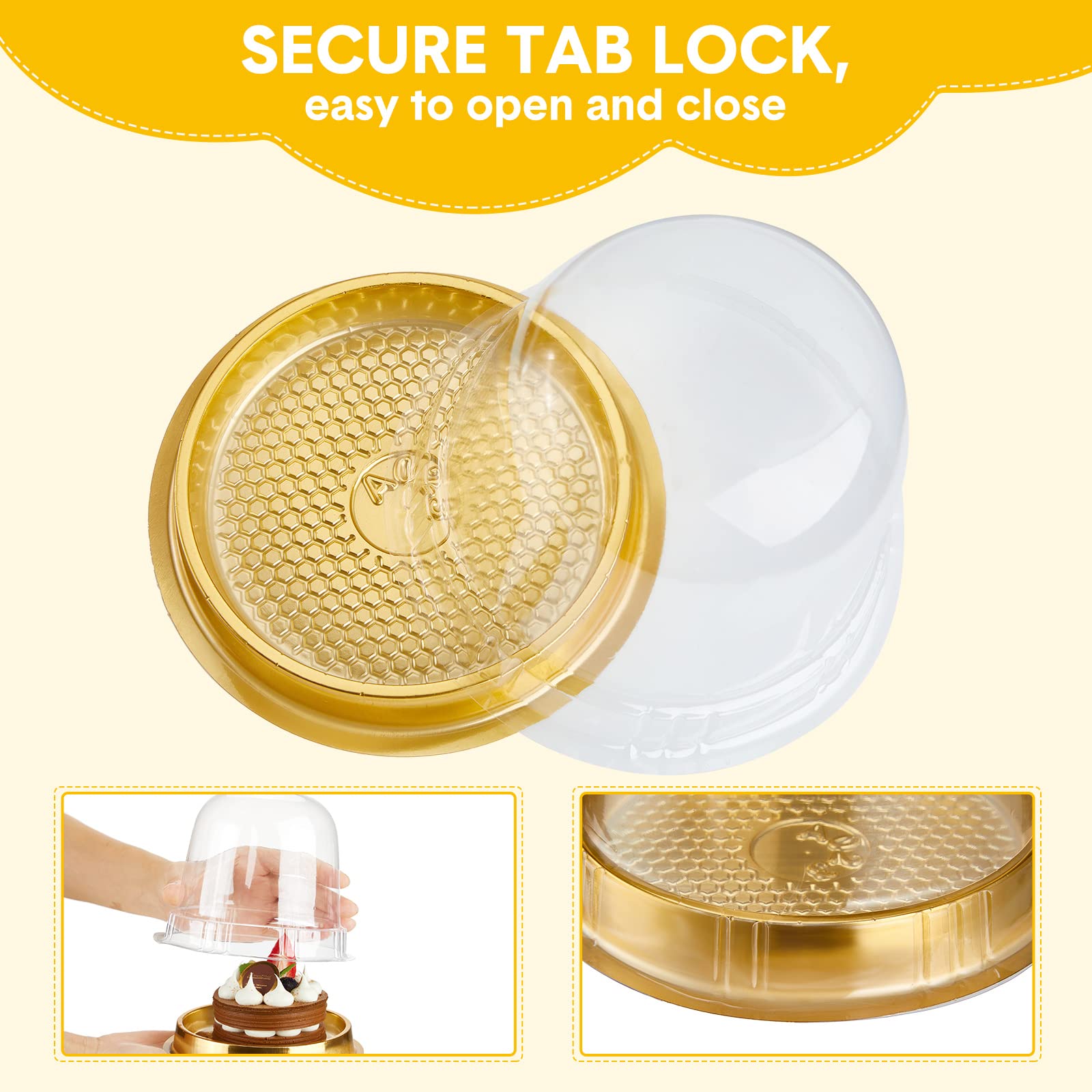 200 Pcs Individual Cupcake Boxes Clear Plastic Cupcake Containers Disposable Single Cupcake Holder With Lid Gold Tall Cake Carri