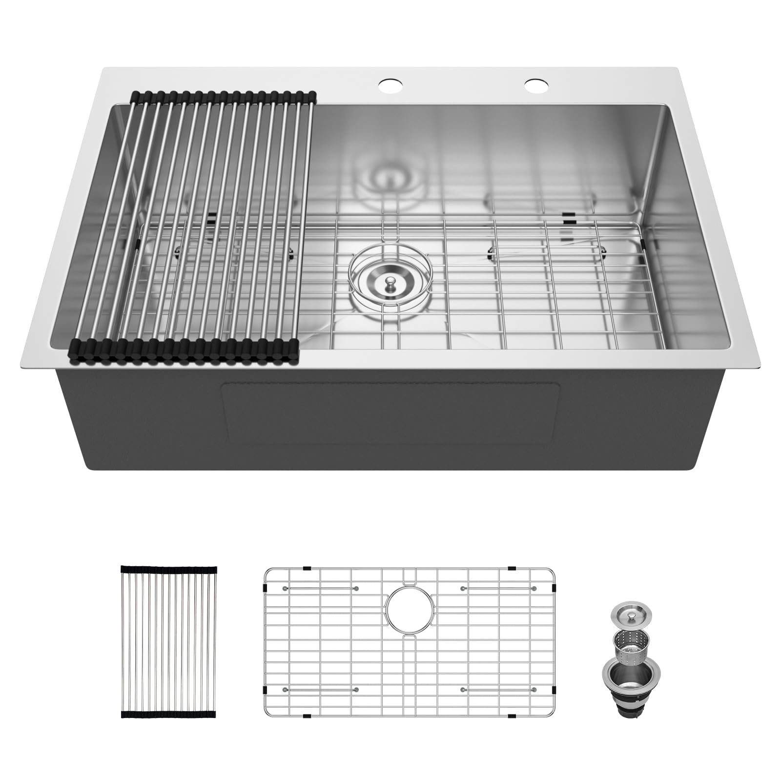 33 Drop In Kitchen Sink - Beslend 33x22 Inch Single Bowl Kitchen Sinks Stainless Steel Topmount Kitchen Basin 16 Gauge Handmade 