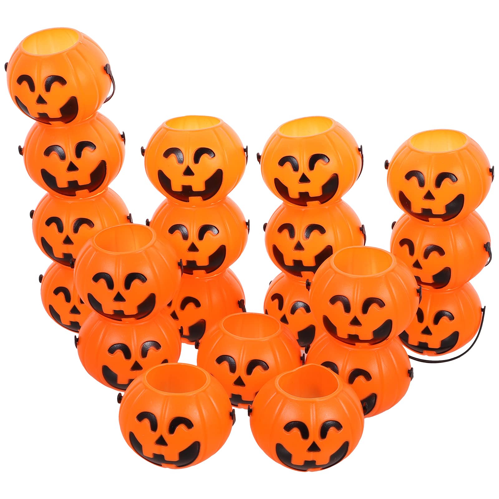 Heallily 20 Pcs Halloween Pumpkin Bucket Halloween Portable Pumpkin Bucket Halloween Pumpkin Candy Buckets For Nightclub Bar