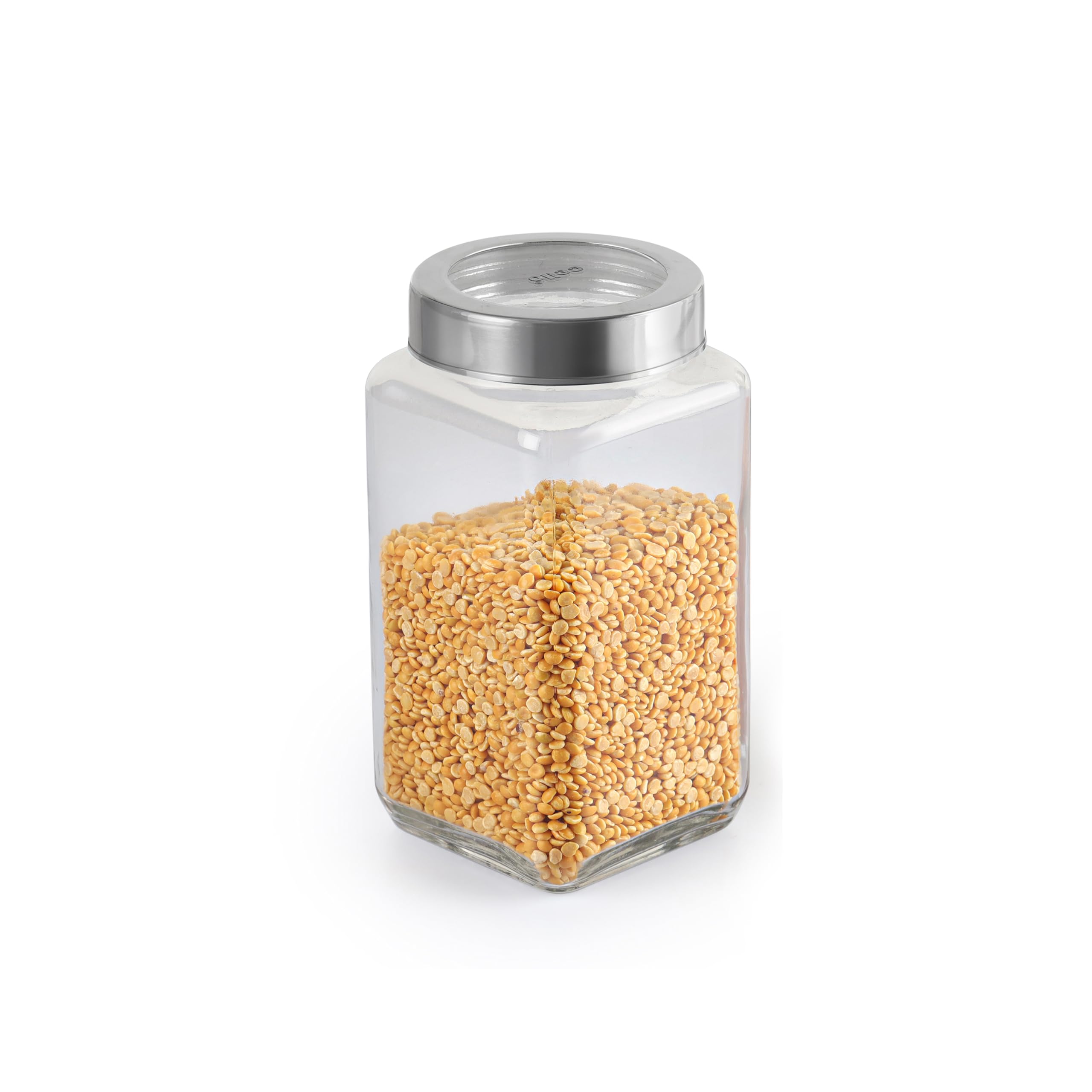 Cello Qube Fresh Glass Storage Jar With See Through Lid Set Of 3, (800 Ml X 3), Transparent | Food Grade, Stackable, Easy Storag