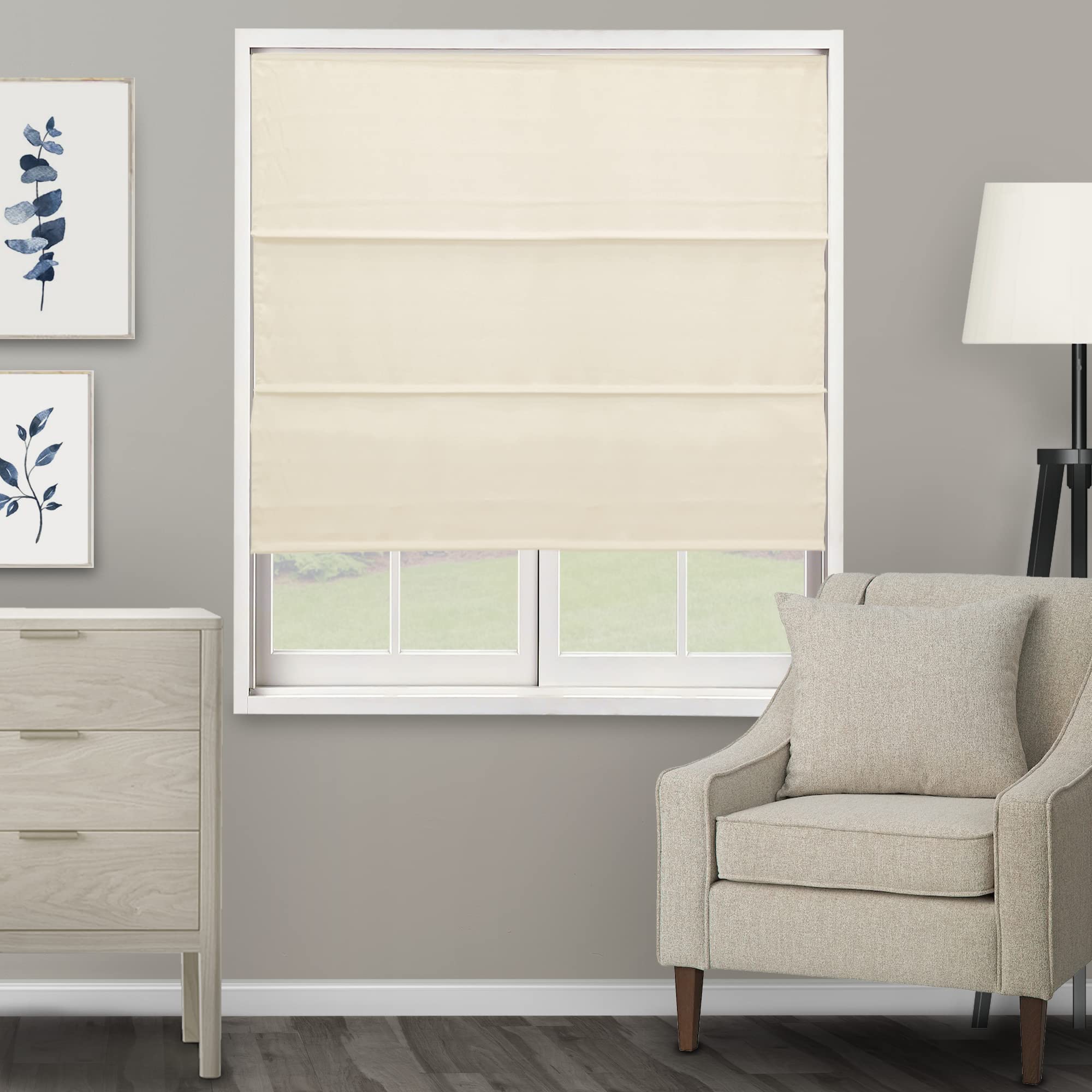 CHICOLOGY Roman Shades for Windows,Ridgewood Cream (Privacy & Light Filtering), 27 W X 72 H,27W X 72H