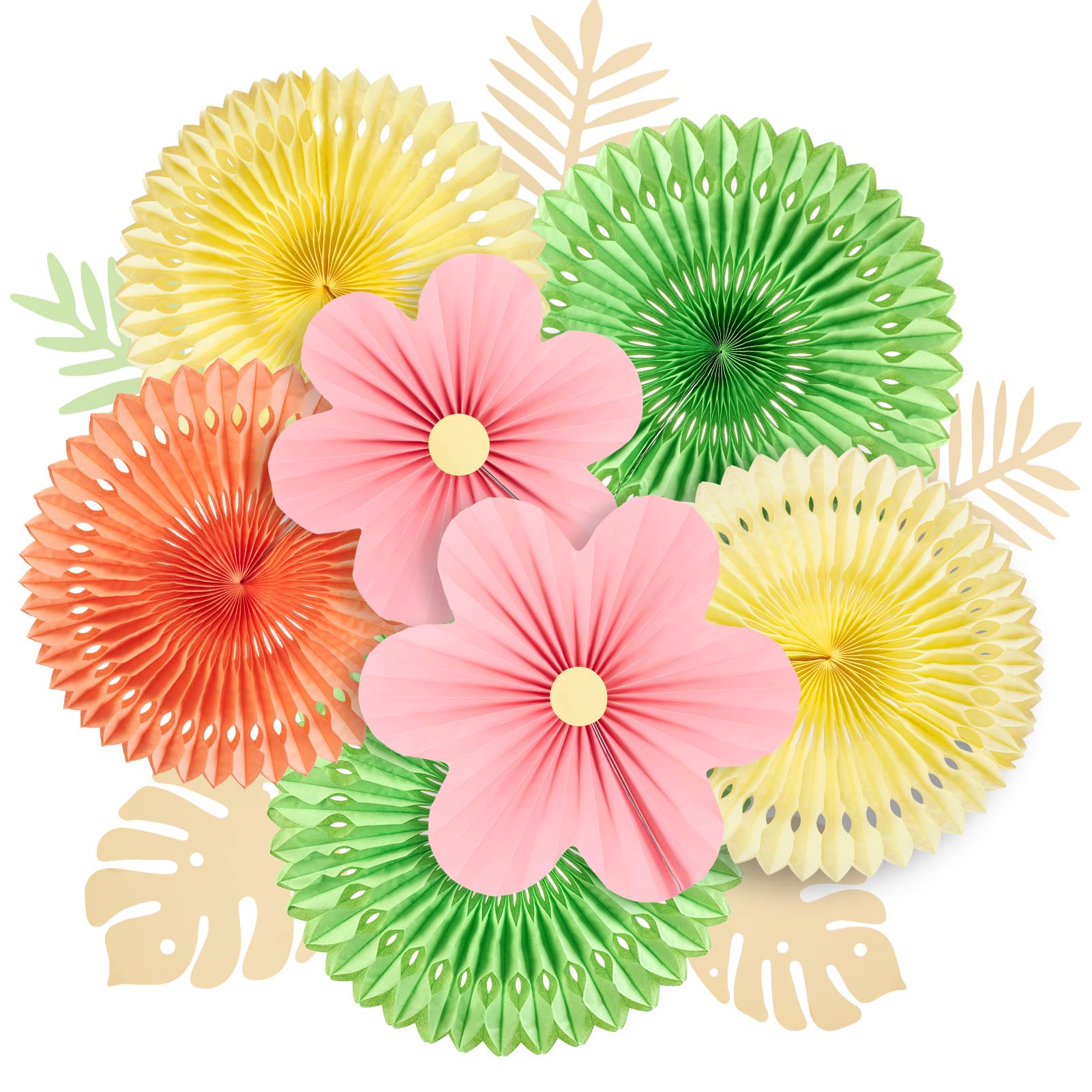 Sunbeauty Paper Flowers Leaves Decorations For Wall Fans Classroom Decoration Floral Backdrop Decor Hanging Decor,Set Of 12 Hdzs