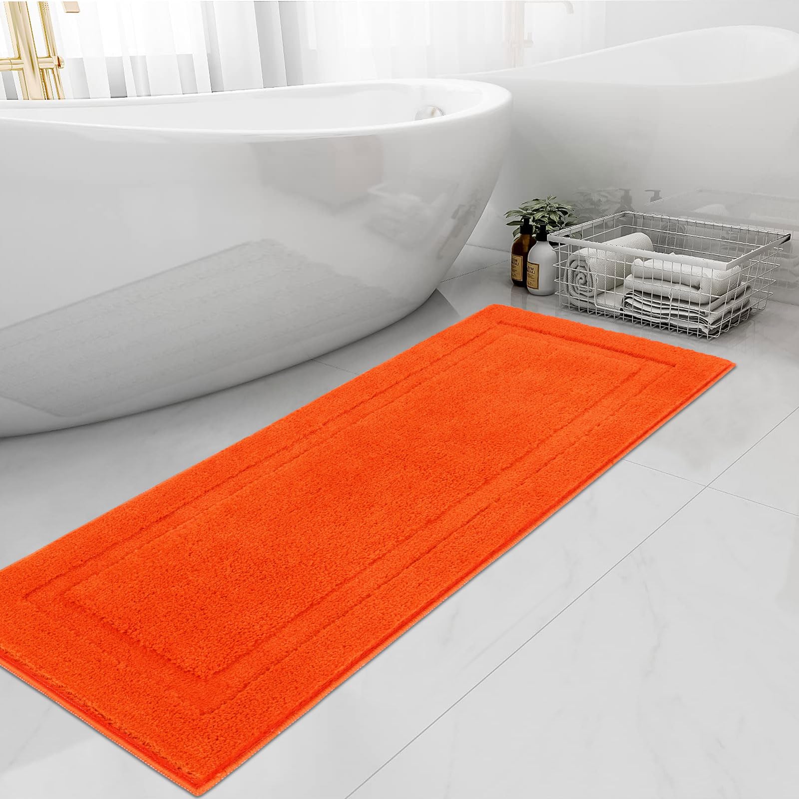 Shacos Super Soft Bathroom Runner Rug Mat 24''X60'' Non Slip Bath Rug Microfiber Absorbent Bath Mat Shower Rug Bathroom Vanity S