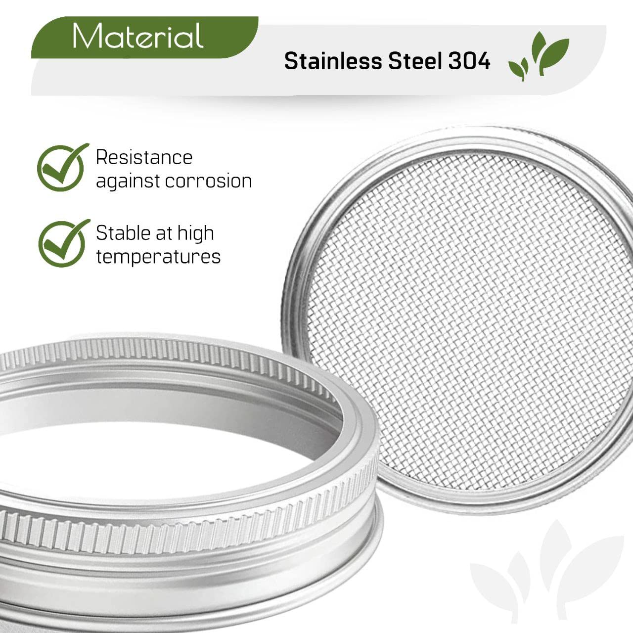 2Pcs Stainless Steel Sprouting Lids - Regular Mouth Mason Jars Lids For Germination Kit Mason Jar Mesh Lids For Sprouts Grow Kit