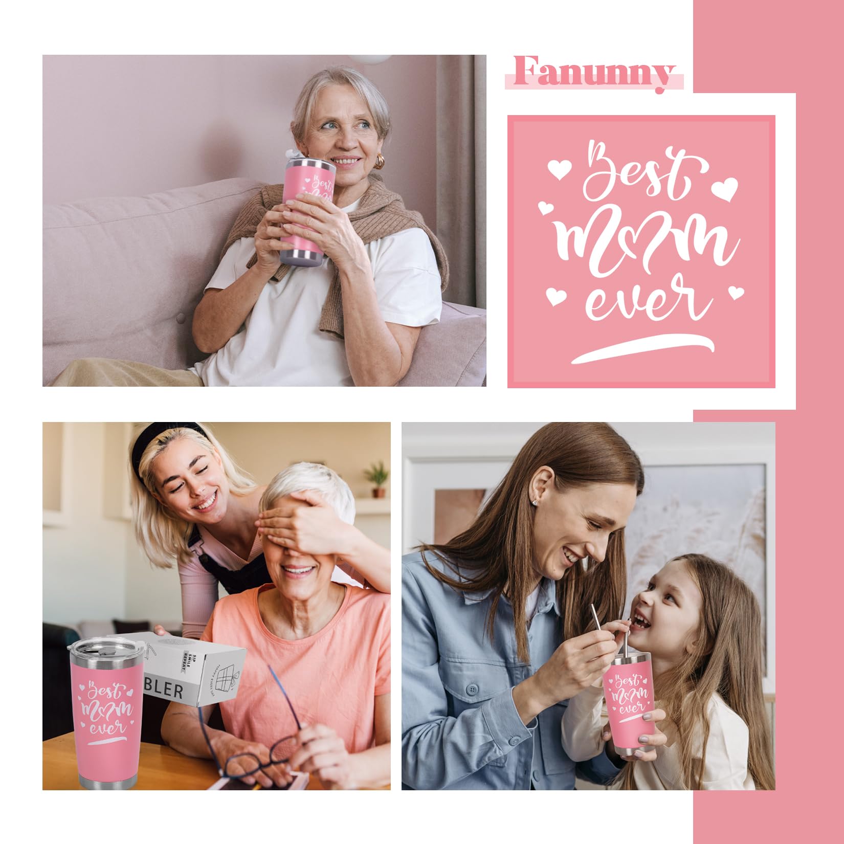 Fanunny Best Mom Ever Gifts from Son Daughter, Happy Birthday Christmas Mothers Day Ideas Gift for Women Inspirational Thank You