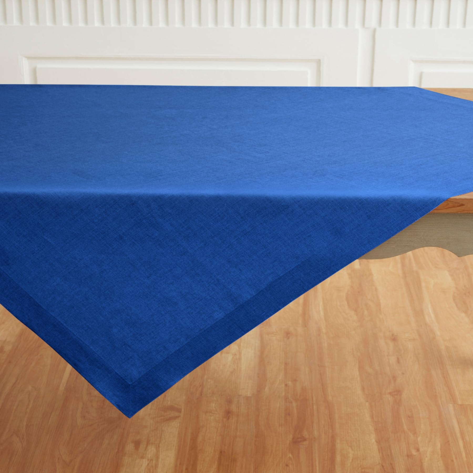 Solino Home Royal Blue Linen Square Tablecloth 52 X 52 Inch - Fete, 100% Pure Linen Table Throw - Machine Washable Tablecloth Fo