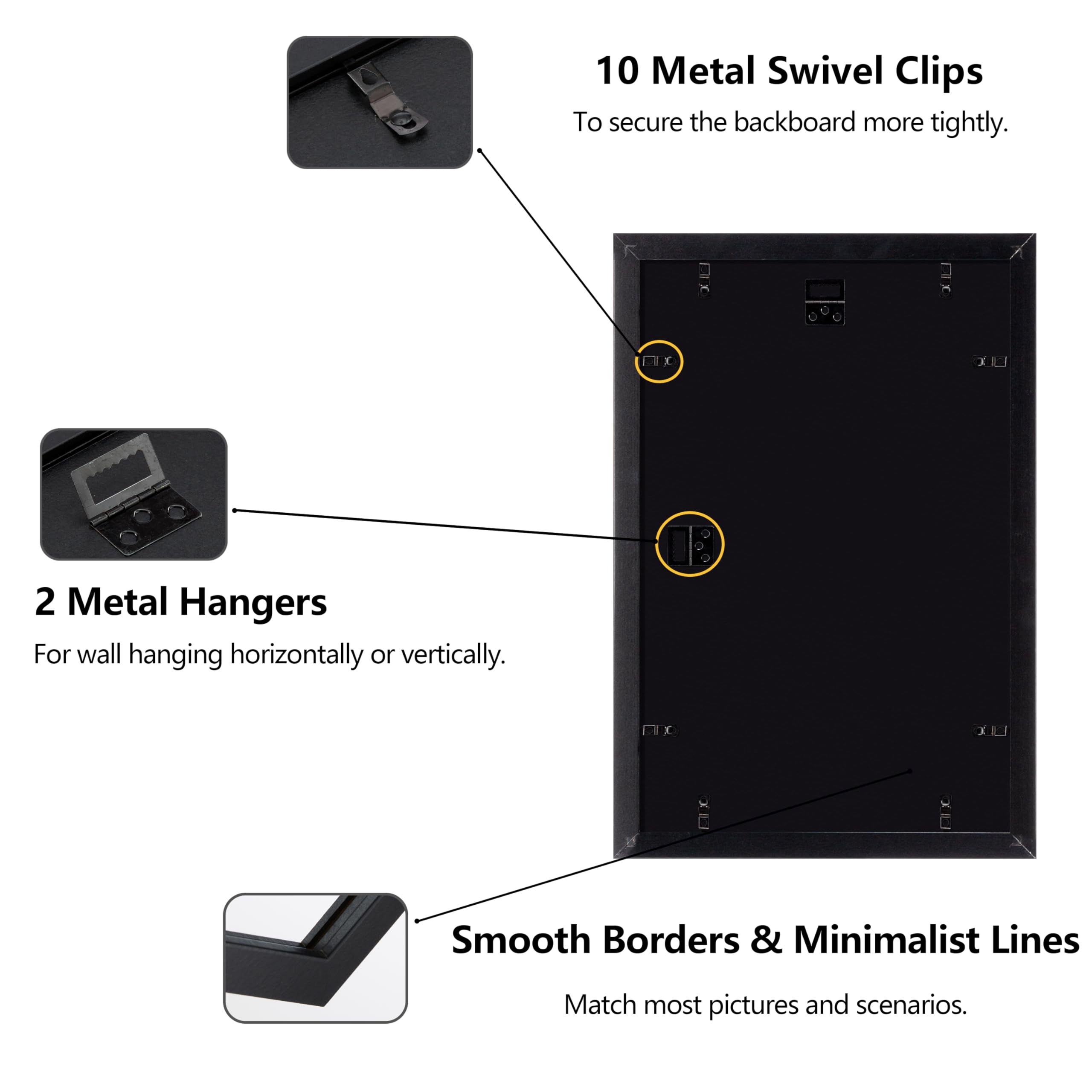 CORE ART 11x17 Picture Frame Set of 4, Display Pictures 9x15 with Mat or 11 x 17 without Mat, Multi Photo Frames Collage for Wal