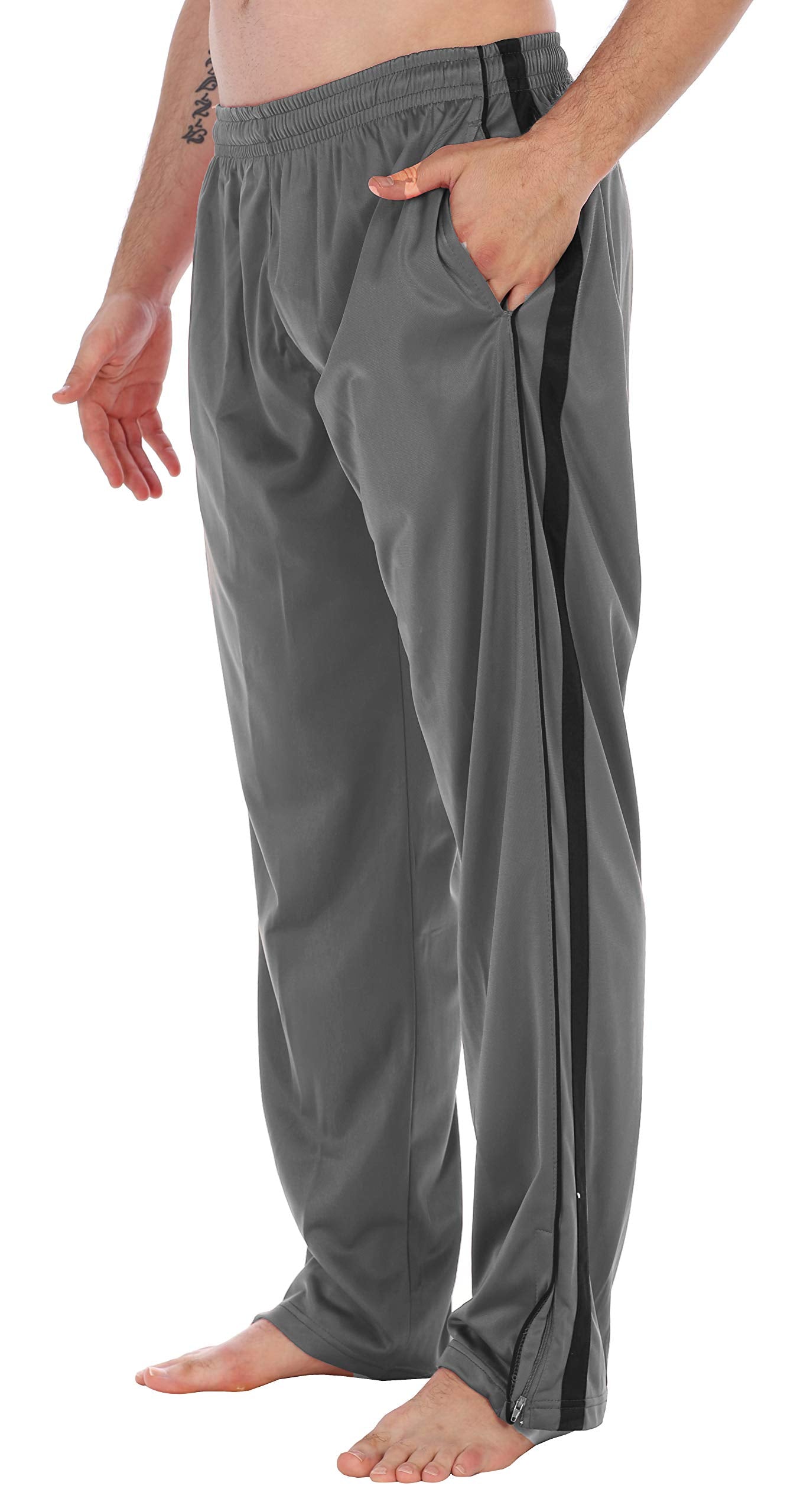 Gioberti Mens Athletic Track Pants, Silver, X Large