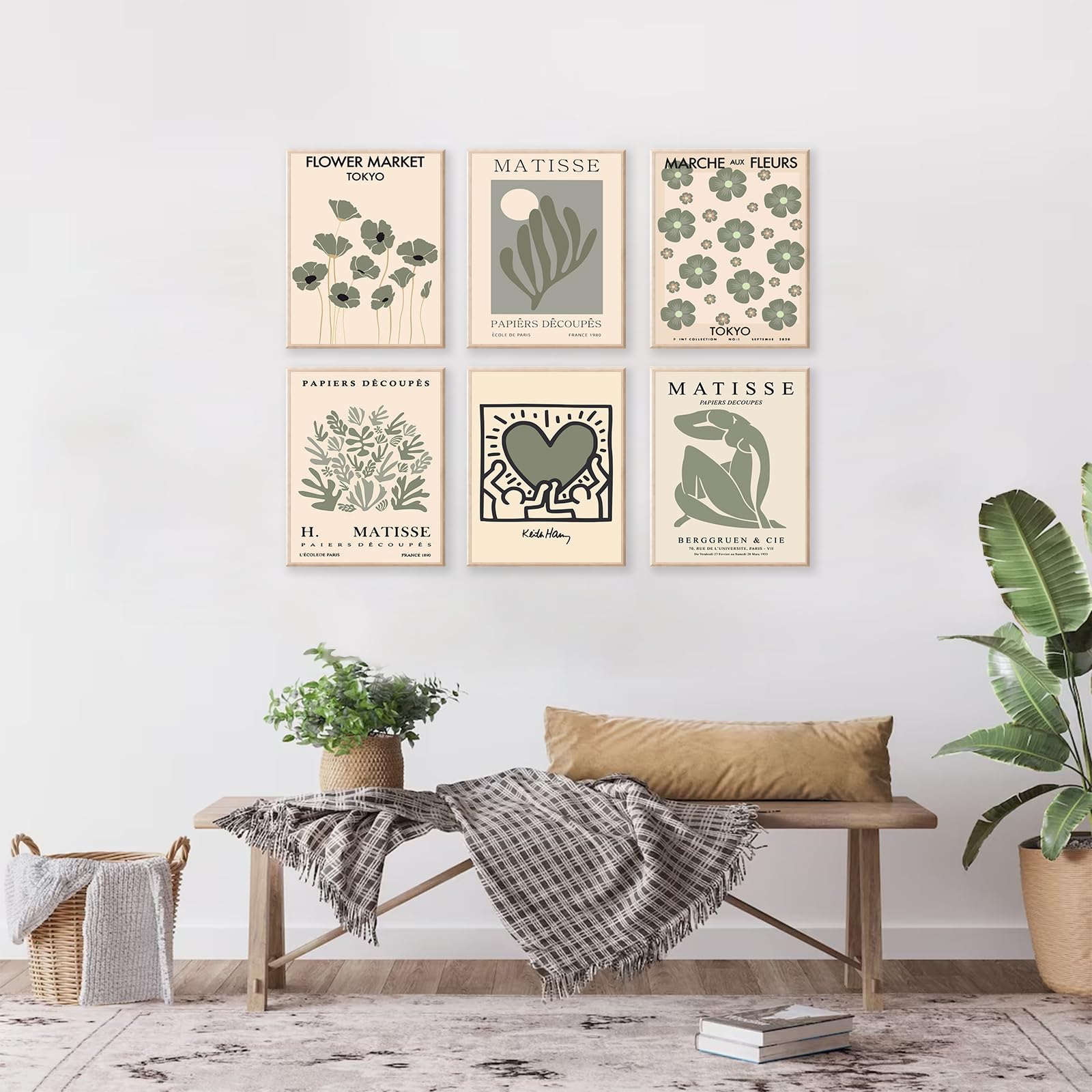 Sage Green Matisse Wall Art Decor  Abstract Matisse Posters Green Wall Decor  Minimalist Flower Market Wall Art Prints  Green Canvas Matisse Paintings Pictures for Aesthetic Room  Bedroom  Living Room  Gallery  Sage Green Room Decor(8x10inch  Unframed)