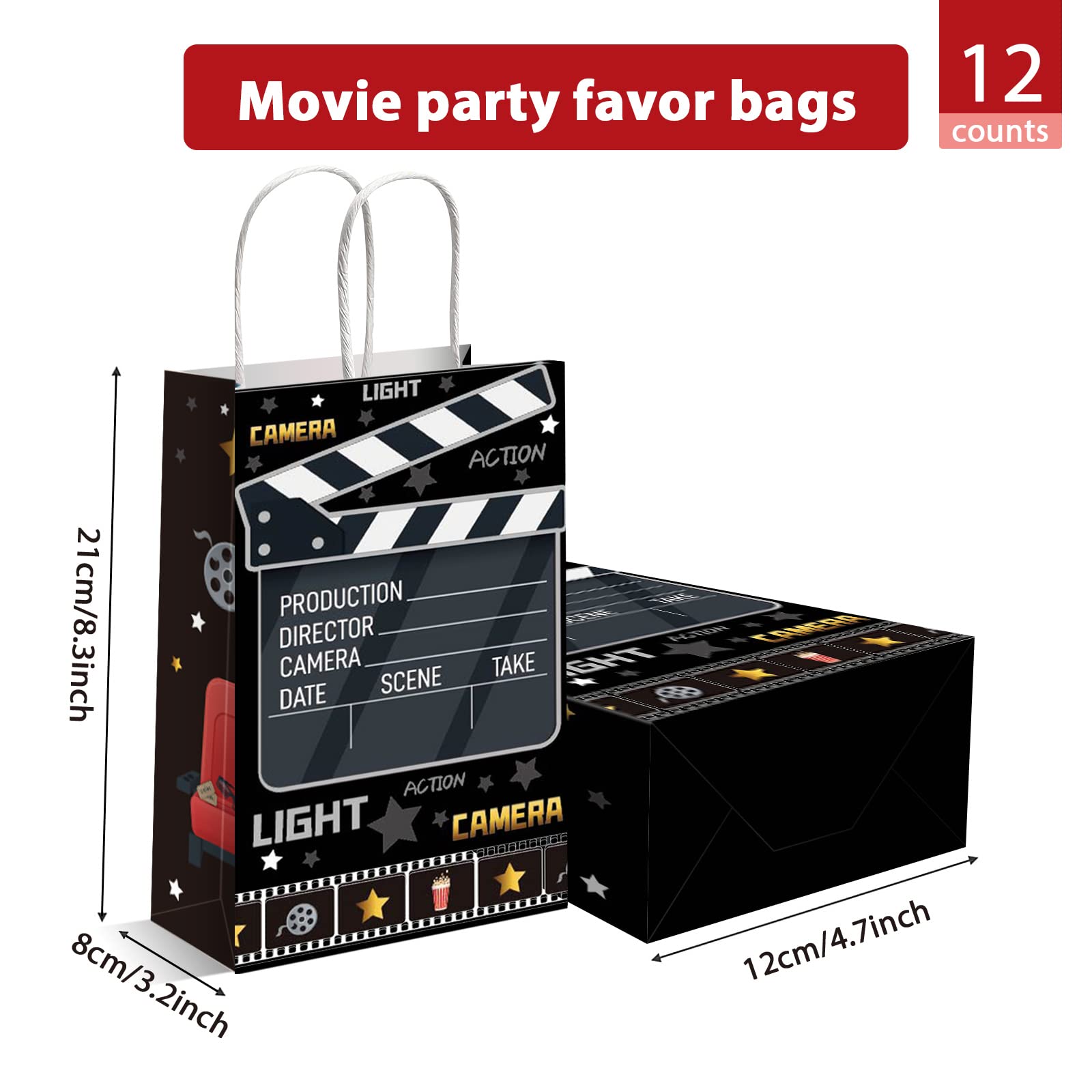 12 Pieces Movie Night Party Bags Now Showing Party Favor Gift Bags Movie Theater Party Treat Bags Movie Candy Goodie Bags For Fo