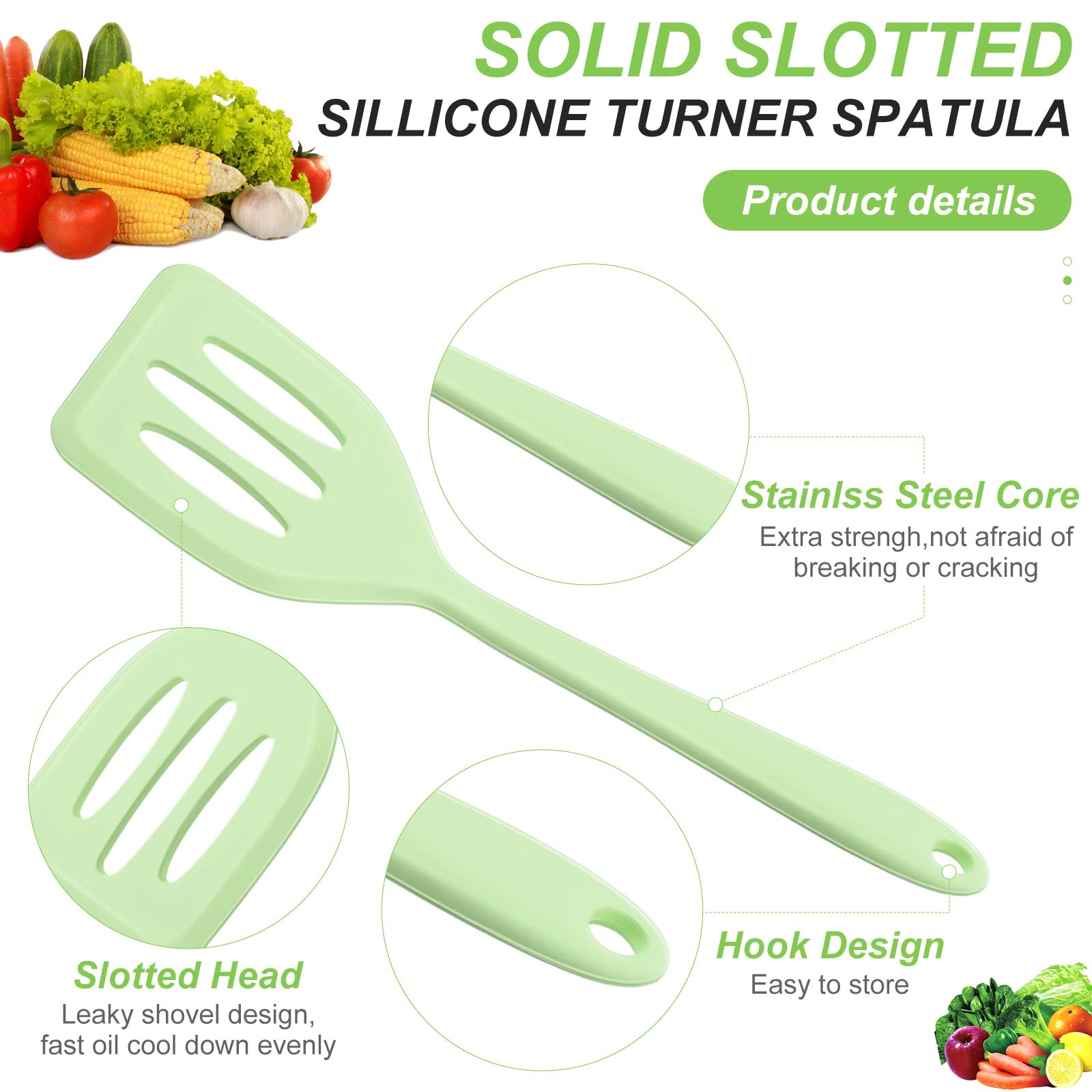 10 Pieces Mini Spatula Bulk Small Silicone Turner Heat Resistant Slotted Spatula Colorful Egg Spatula Flipper Non Stick Cookware