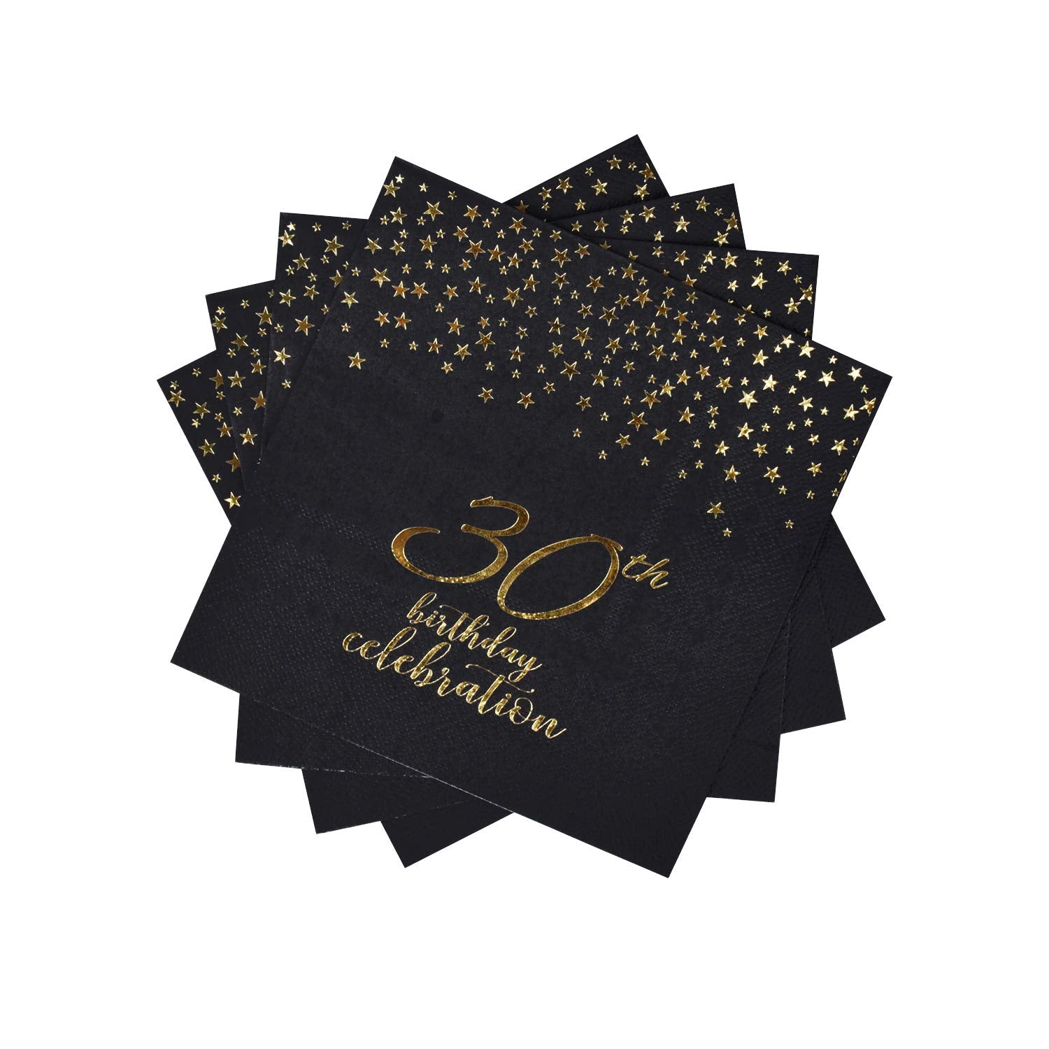 Gatherfun 30Th Birthday Napkin Disposable Paper Napkins Black And Gold Party Decorations Tableware For Men Woman 30 Birthday Par