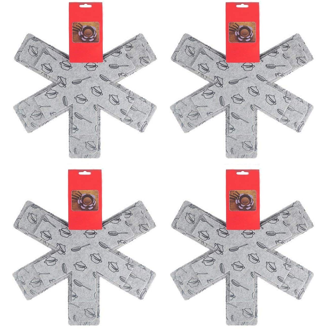 Acronde 12Pcs Pot & Pan Protectors Cookware Protector Set Divider Pads To Prevent Scratching, Separate And Marring, 3 Sizes-15/1