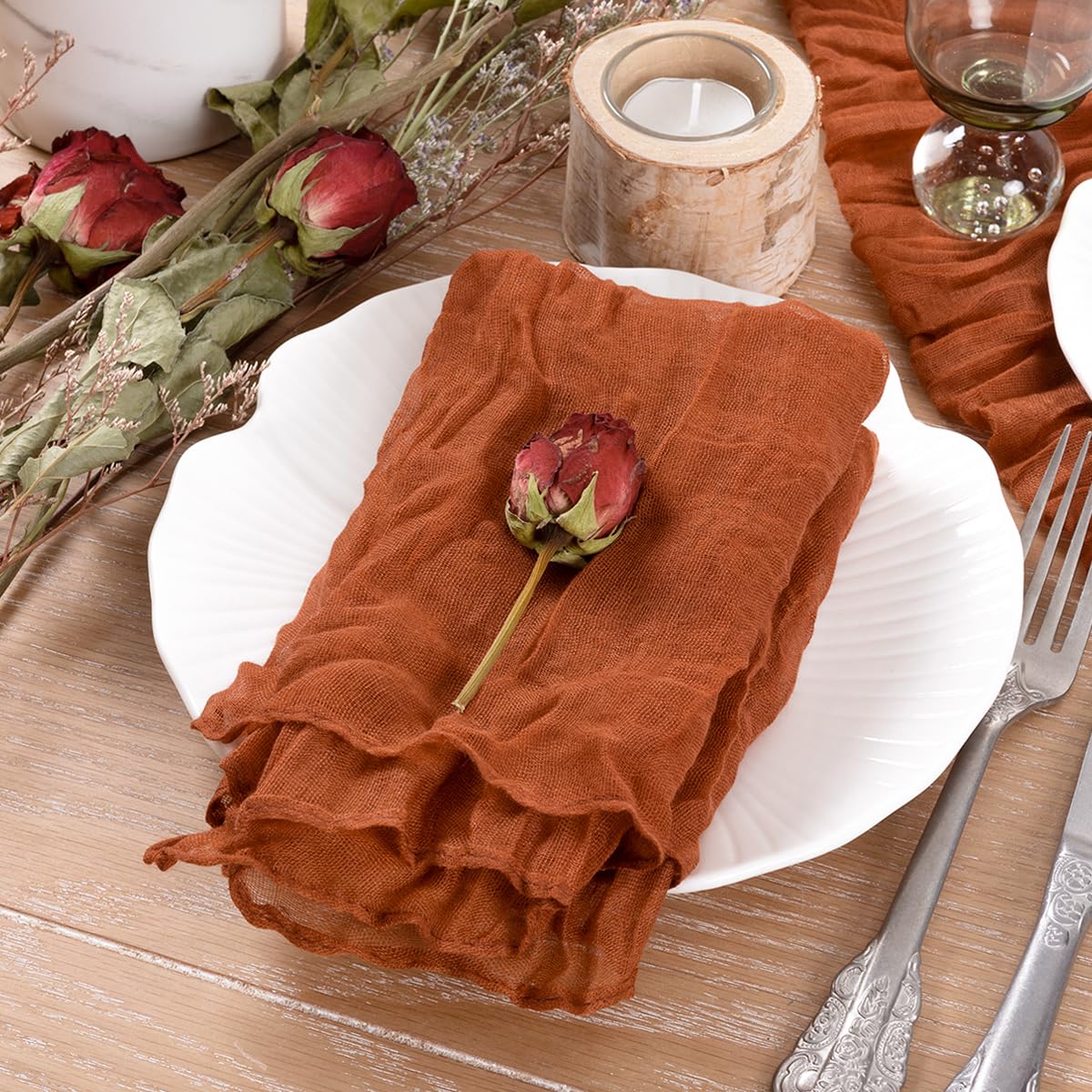 Socomi Terracotta Cheesecloth Napkins Easter Spring Napkins Set Of 10 Boho Washable Dinner Table Napkins For Wedding Party Baby