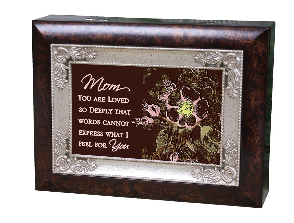 Cottage Garden Mom You are Loved Words Cannot Burlwood Jewelry Music Box Plays Light Up My Life