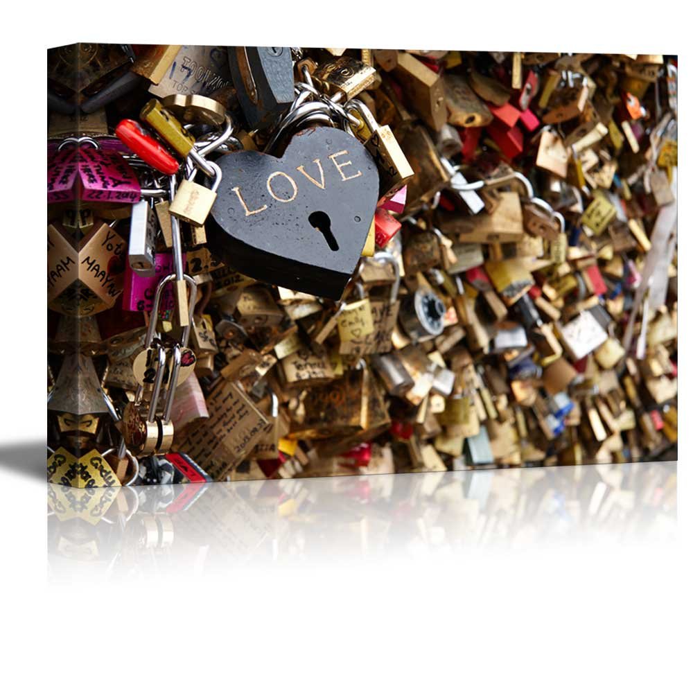 Canvas Prints Wall Art - Love Locks On The Bridge Of Arts (The Bridge Of Kisses) In Paris | Modern Wall Decor/Home Decoration St