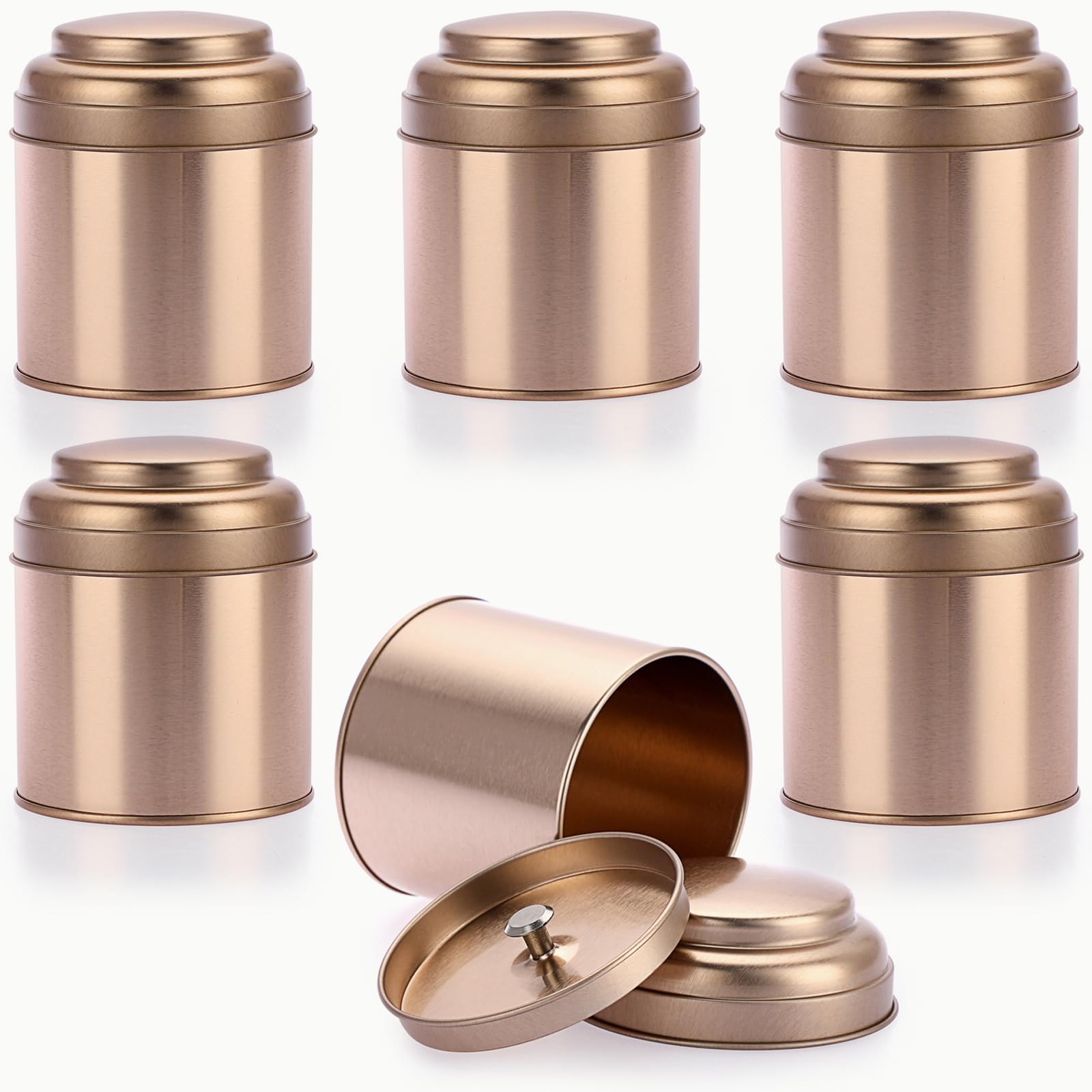 JUXYES Pack of 6 Tea Tins Canister with Airtight Double Lids, 8 fl oz Loose Leaf Tea Storage Airtight Kitchen Canisters Tins Can