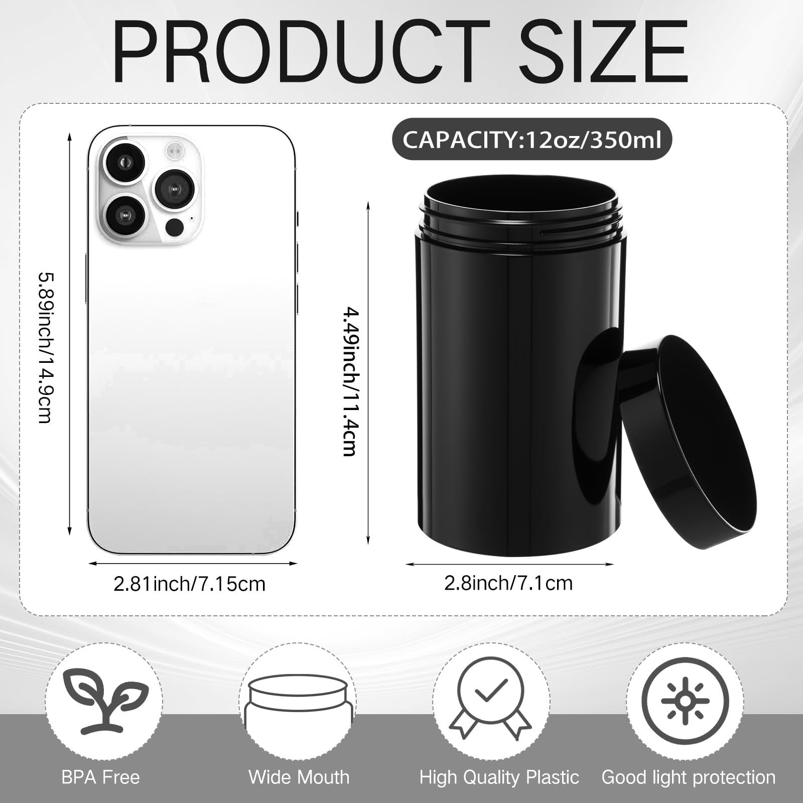 Satinior 12 Pack 12 Oz Plastic Container Jars With Lids Round Clear Travel Cosmetic Container Slime Jar For Toiletries, Lotion,