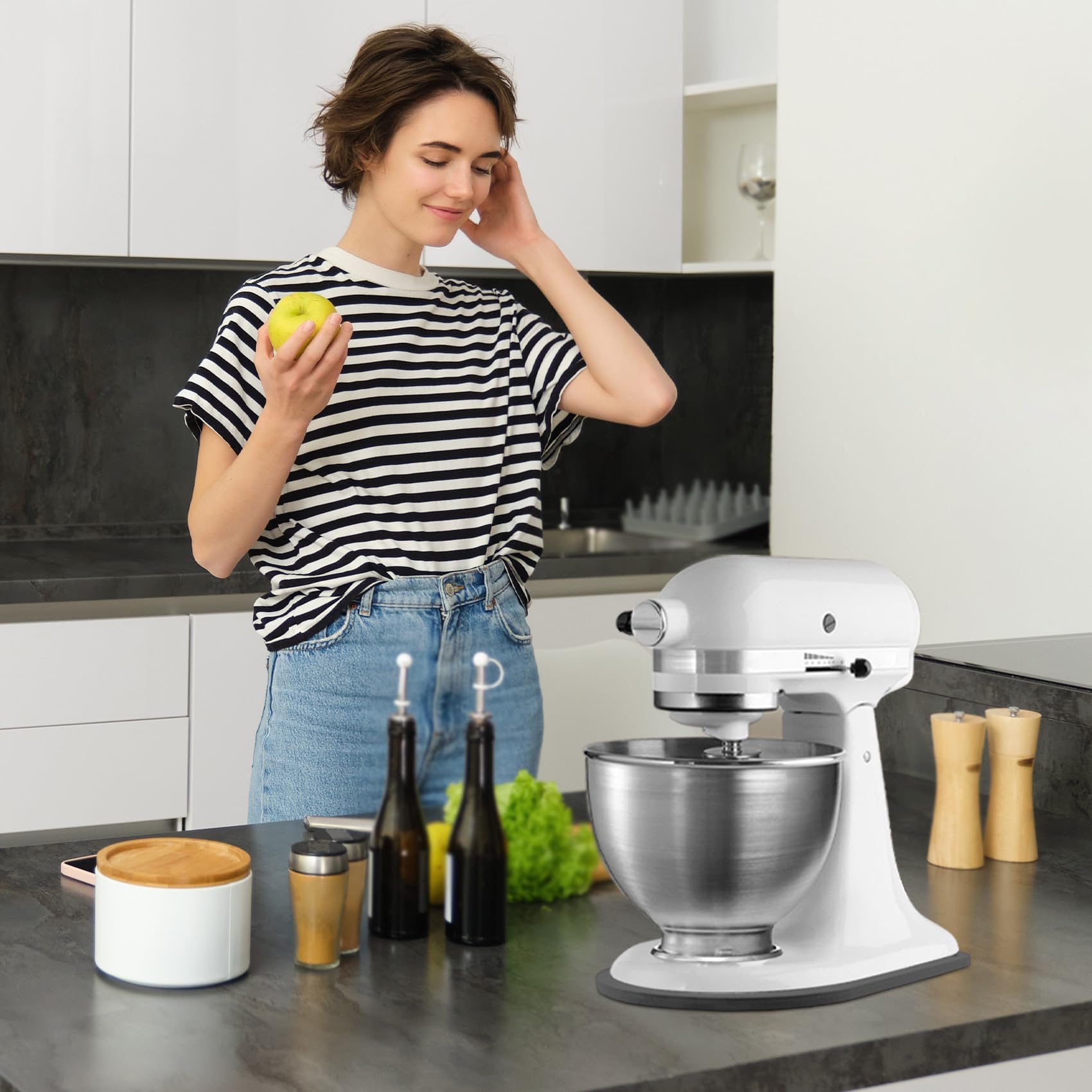 Mixer Slider Compatible With Kitchen Aid Bowl Lift 4 .5-5 Qt Stand Mixer Pine Wood - Kitchen Countertop Storage Mover Sliding Ca