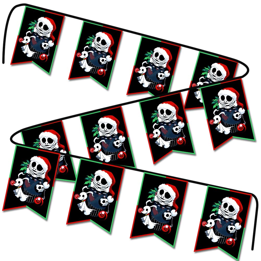 Merry Christmas Bunting Banner Jack Skellington Banner For Christmas Decorations Christmas Banner For Indoor And Outdoor Decorat