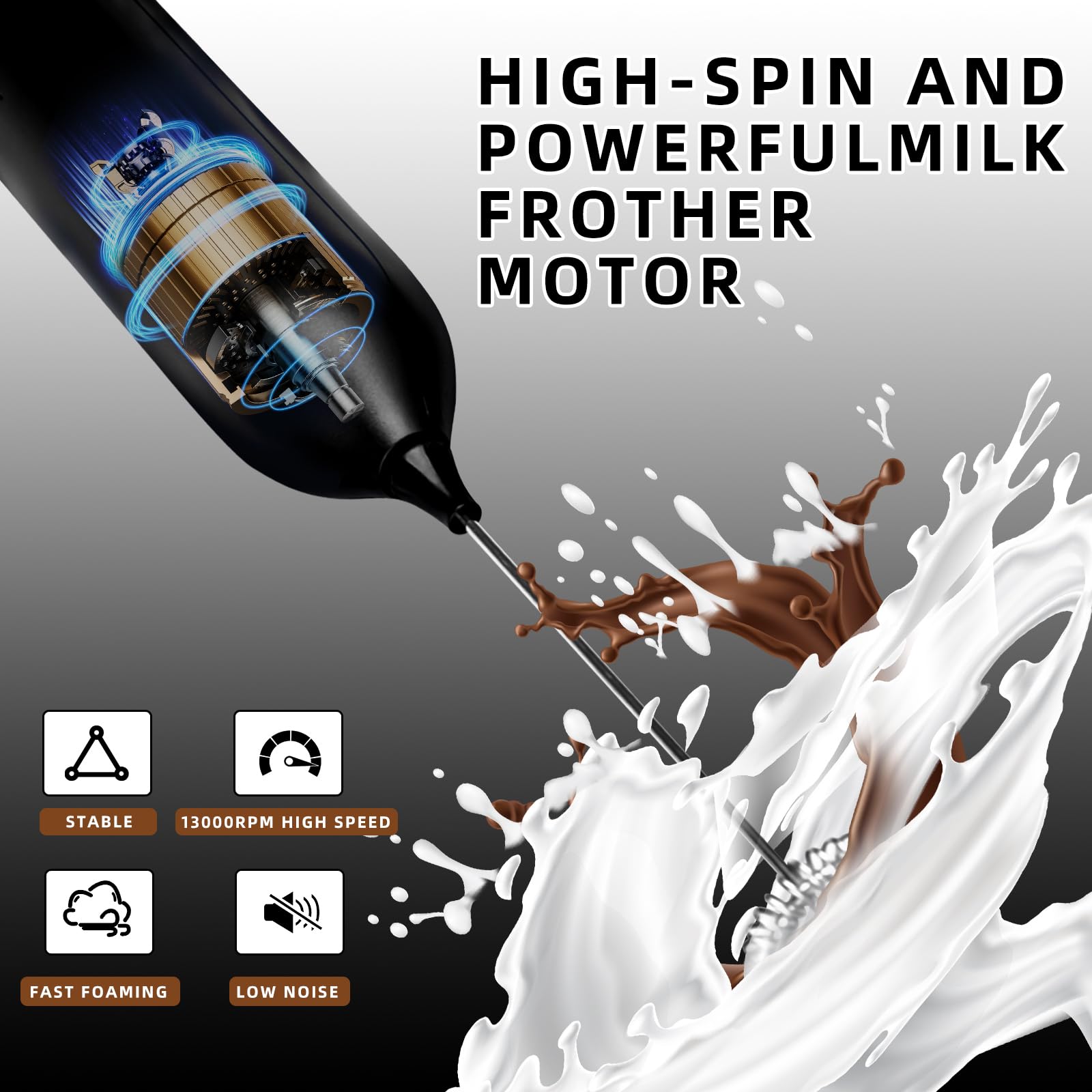 Winetell Rechargeable Handheld Electric Milk Frother With Usb C Charging Stand For Lattes- Powerful Whisk Drink Frother Wand For