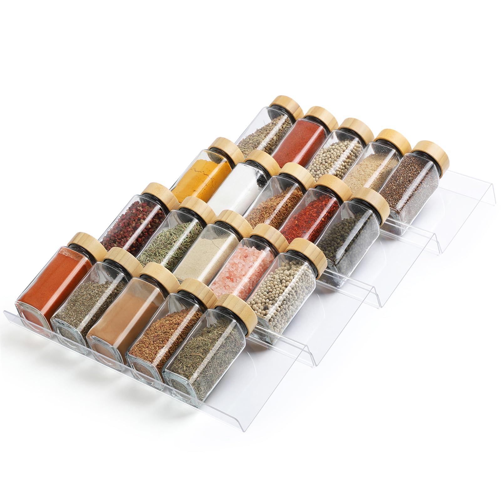 Vbm Clear Spice Drawer Organizer, 4 Tier Acrylic Drawer Seasoning Organizer, Expandable Kitchen Spice Rack Tray For Drawer/Coun