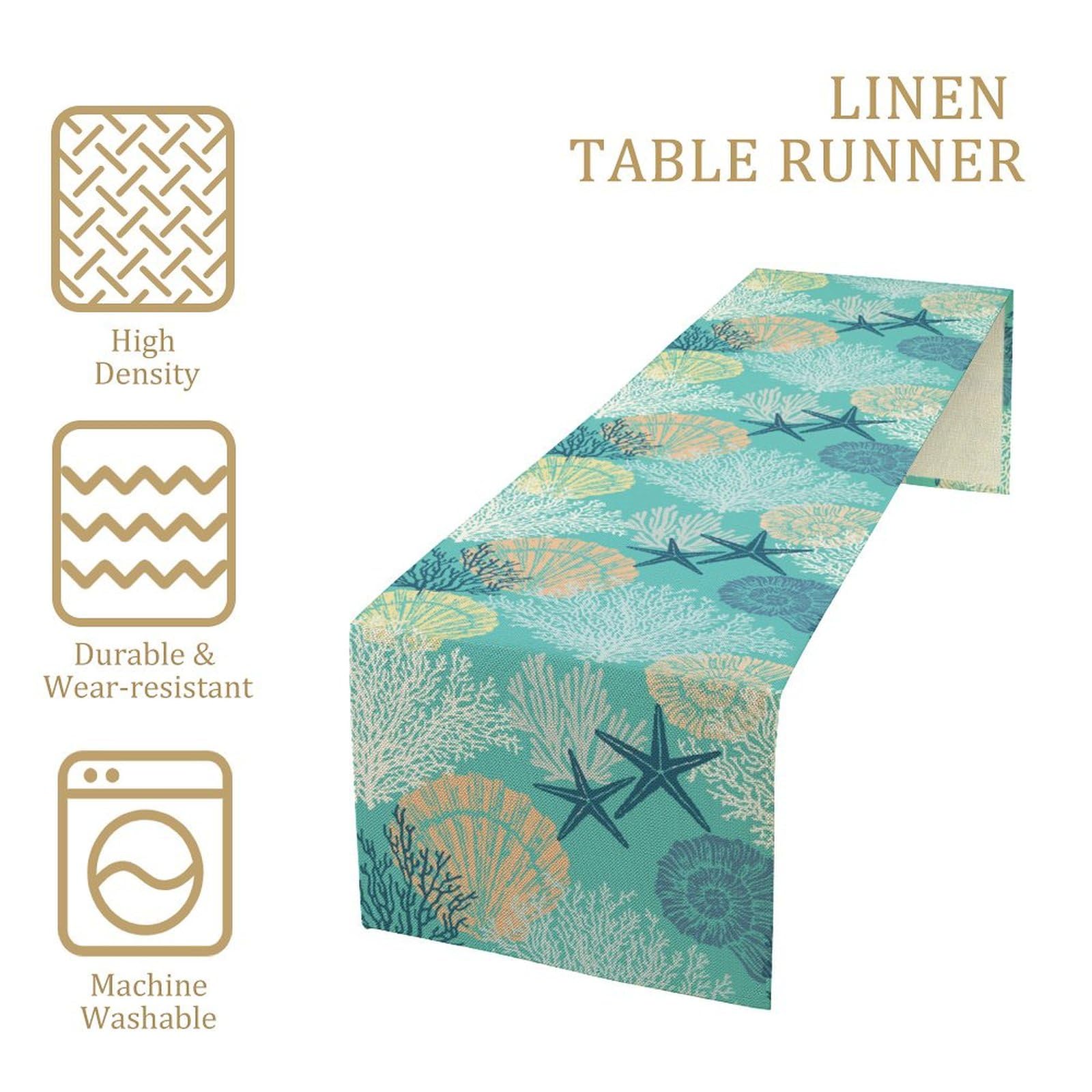 Coastal Beach Tablecloth,Sea Animals Starfish Summer Theme Nautical Sea Shells Satrfish Theam,Summer Ocean Home Decor For Table