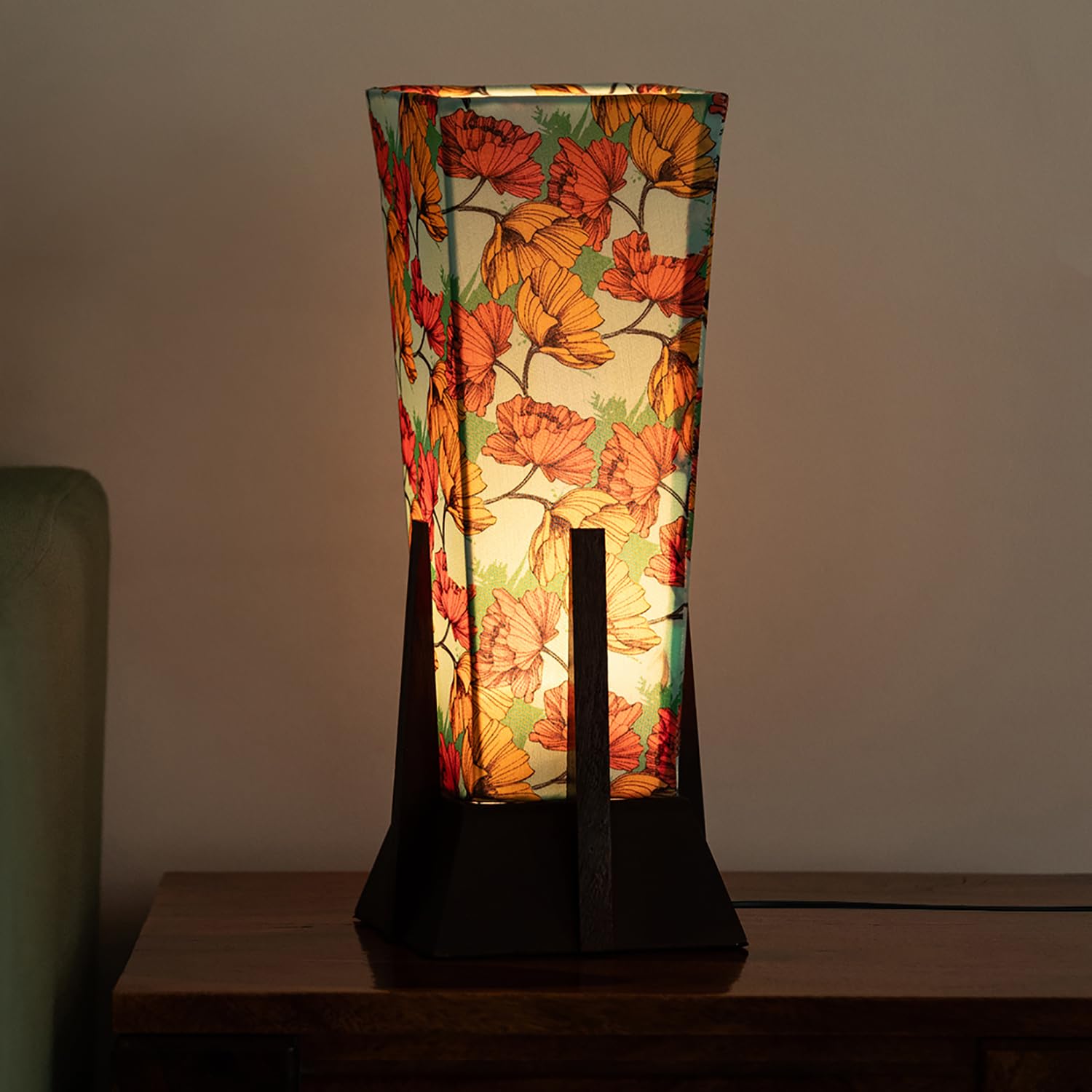 Exclusivelane Autumn Glow Mango Wooden Table Lamp For Bedroom Living Room Home Decoration & Bedside Lamp Bed Lamps For Side Ta