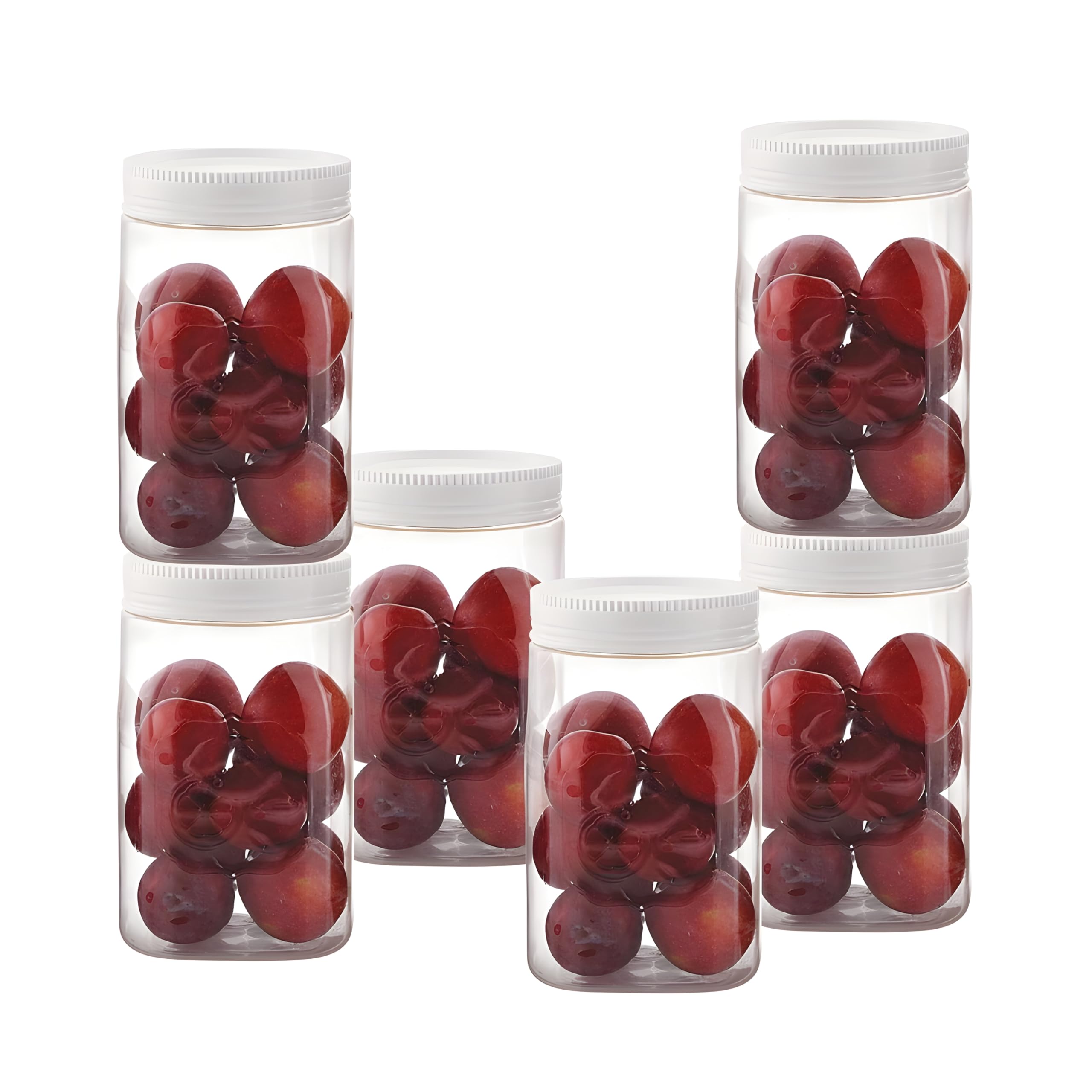 Cello | 6 Fridge Door Canister | 500Ml | 3 Pcs Set | Set Of 2 |Pet Jar | Plastic Container |White | Round | Kitchen Container,Tr