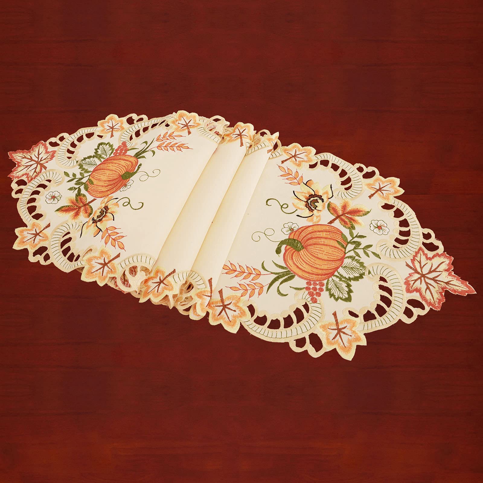 Simhomsen Large Embroidered Thanksgiving Harvest Pumpkins Table Runners for Autumn Or Fall Decorations (14    120 Inches)