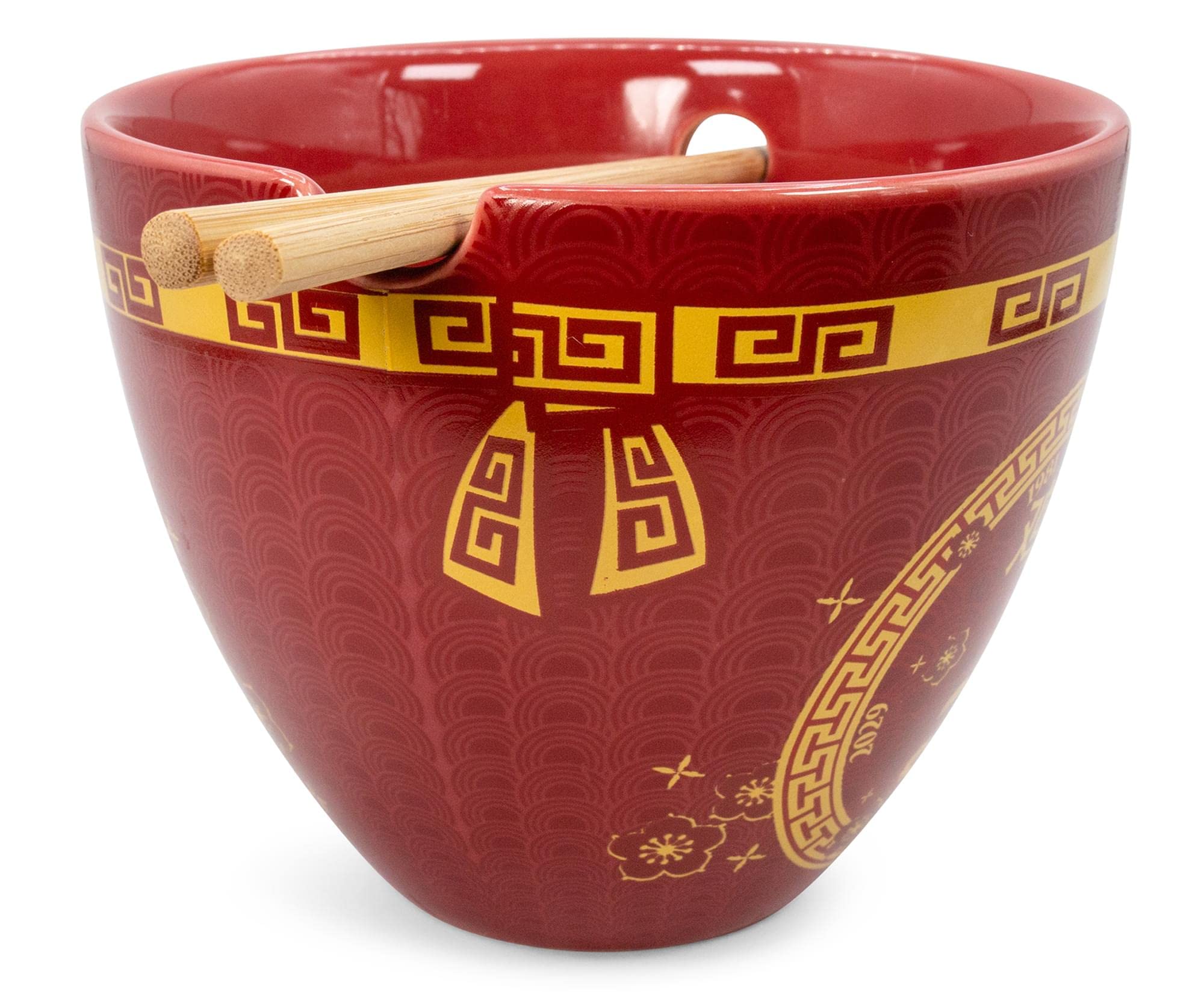 Year Of The Rooster Chinese Zodiac Ceramic Dinnerware Set | Includes 16-Ounce Ramen Noodle Bowl And Wooden Chopsticks | Asian Fo