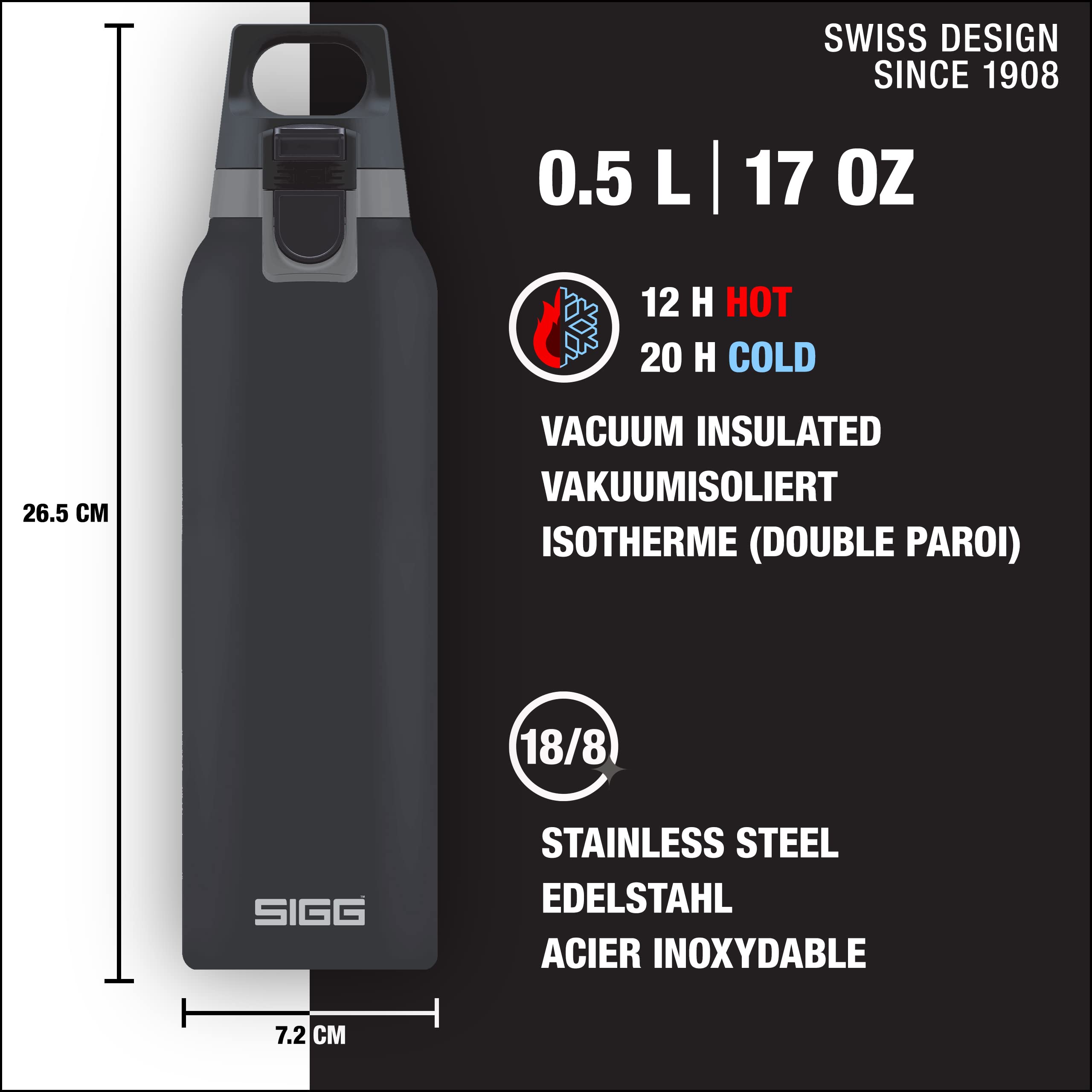 Sigg - Thermo Flask Hot & Cold One - Insulated Water Bottle - Tea Filter - Leakproof - Bpa-Free - Stainless Steel - 17Oz