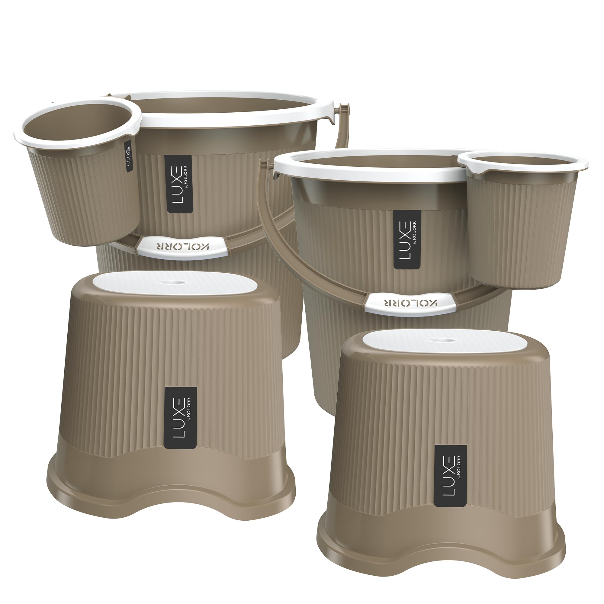 Kolorr Luxe Bathroom Set (Bucket 25L X 2) + (Mug 1.5L X 2) + (Luxe Patla X 2) |Sturdy And Durable |Lightweight| Easy To Clean An