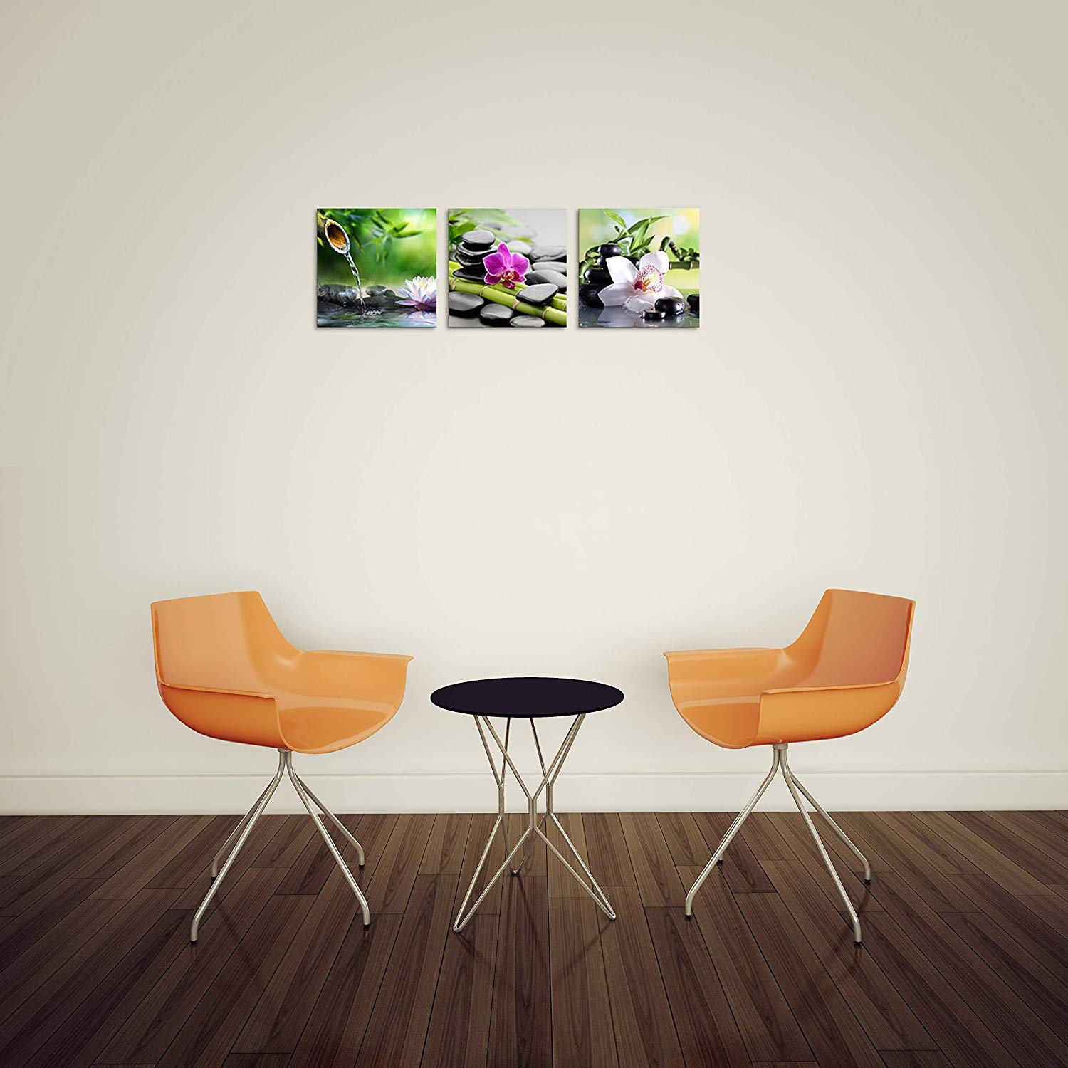Tutubeer Zen Art 3 Panels Spa Decor Green Bamboo Decor Pink Flowers Picture Canvas Painting Print On Canvas For Home Decor Spa D