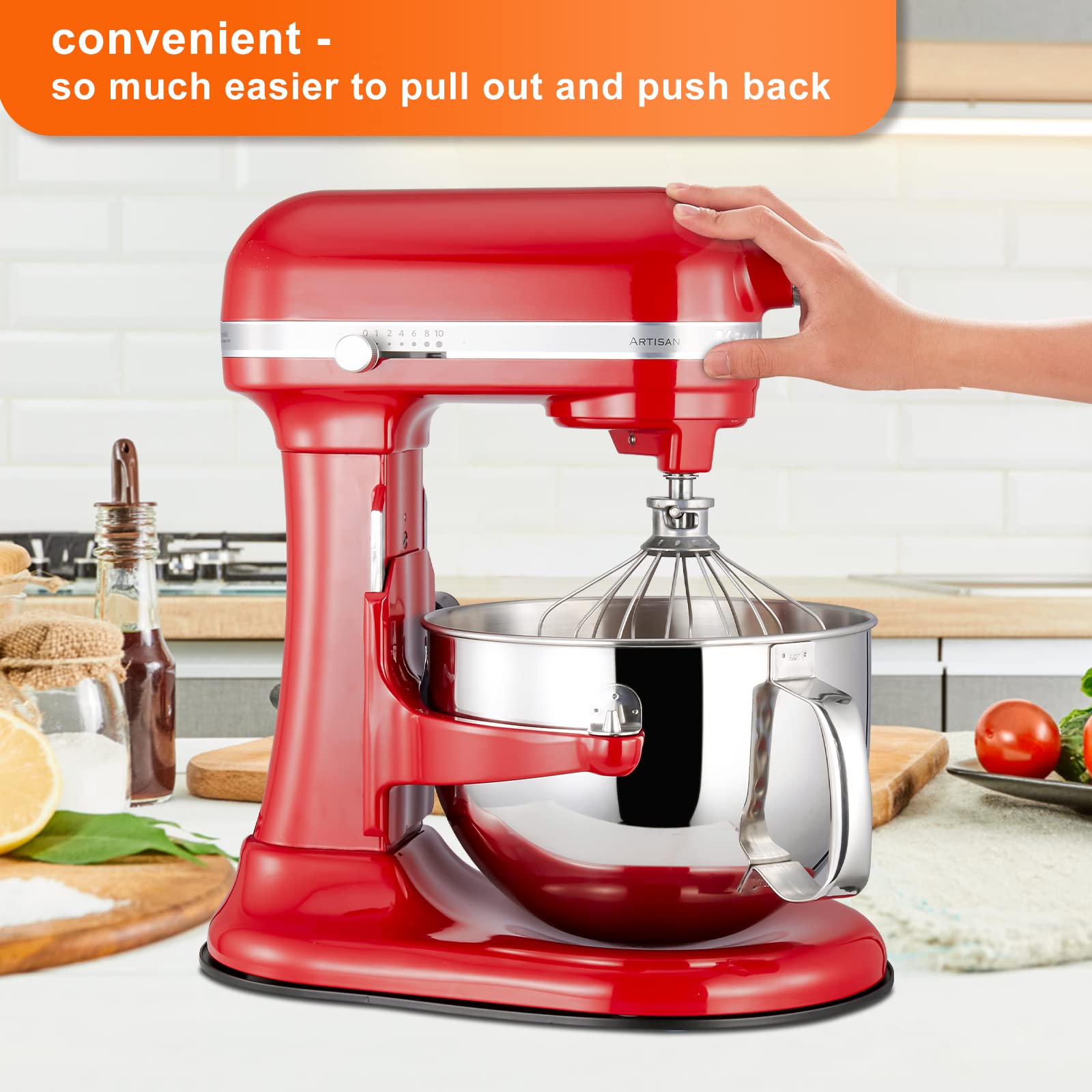 Mixer Mat Slider For Kitchenaid 5-8 Qt Tilt Head Stand Mixer - Bamboo Kitchen Appliance Sliding Tray Mixer Mover Slider Board Co