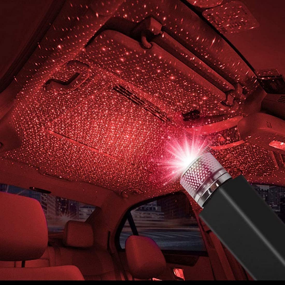 Akshar Guru Auto Roof Star Projector Lights, Usb Portable Adjustable Flexible Interior Car Red Night Lamp Decorations With Roman